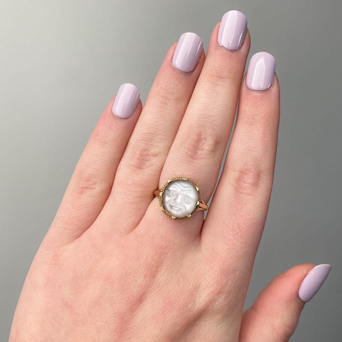 Antique Man in the Moon Ring of 14k Gold - Trademark Antiques