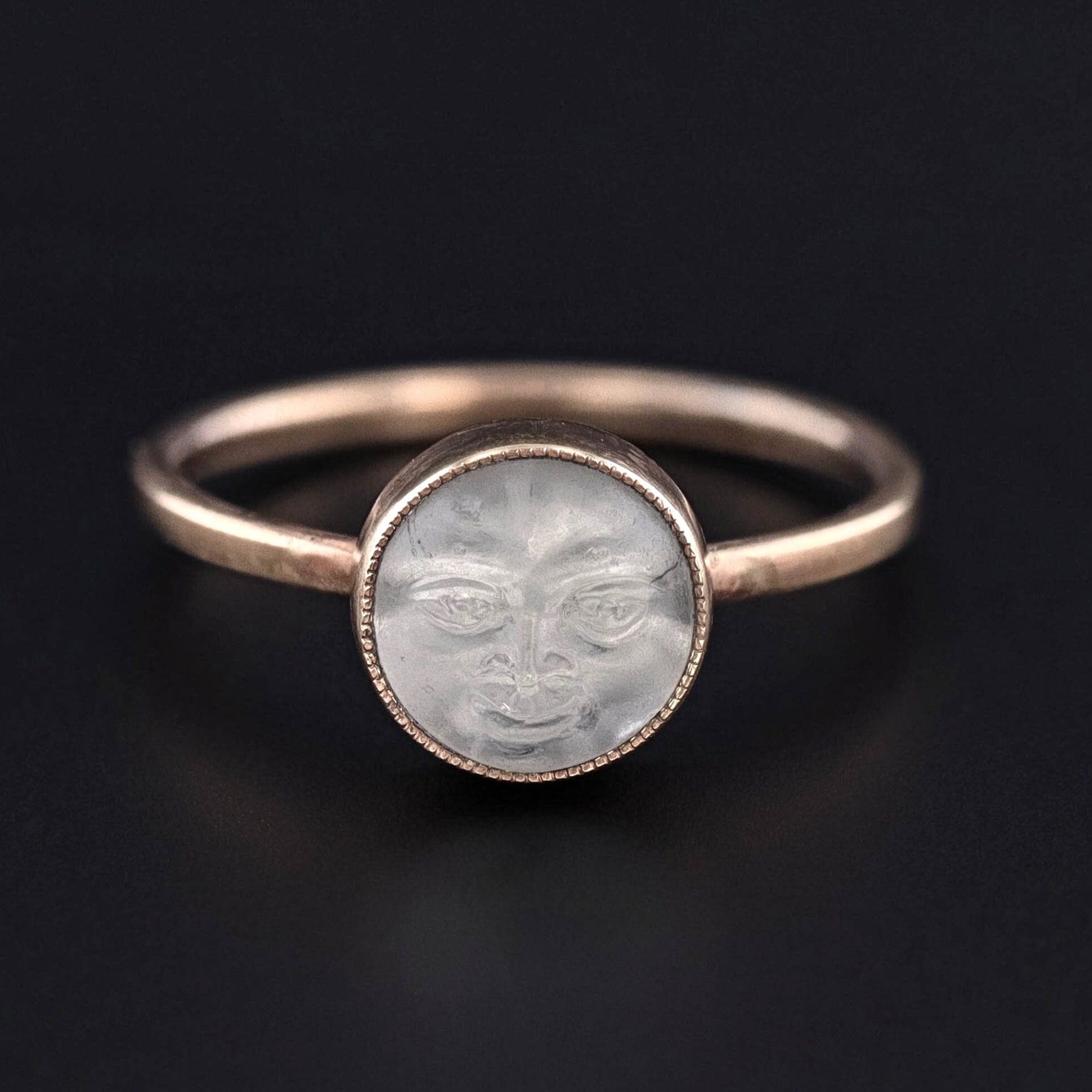 Antique Man in the Moon Ring of 14k Gold - Trademark Antiques