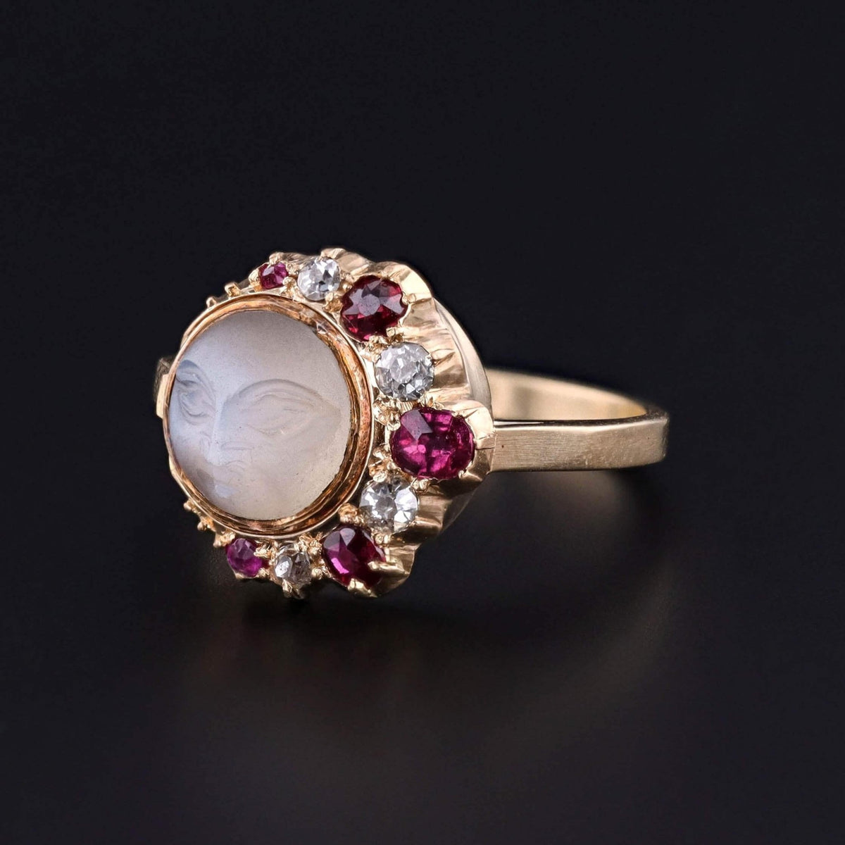 Antique Man - in - the - Moon Ring of 14k Gold - Trademark Antiques