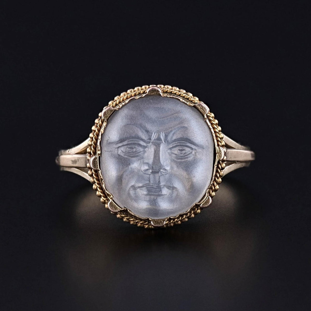 Antique Man in the Moon Ring of 14k Gold - Trademark Antiques