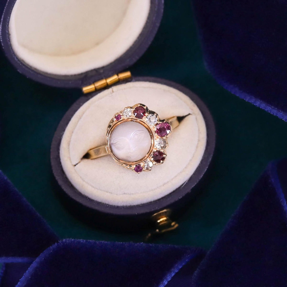 Antique Man - in - the - Moon Ring of 14k Gold - Trademark Antiques