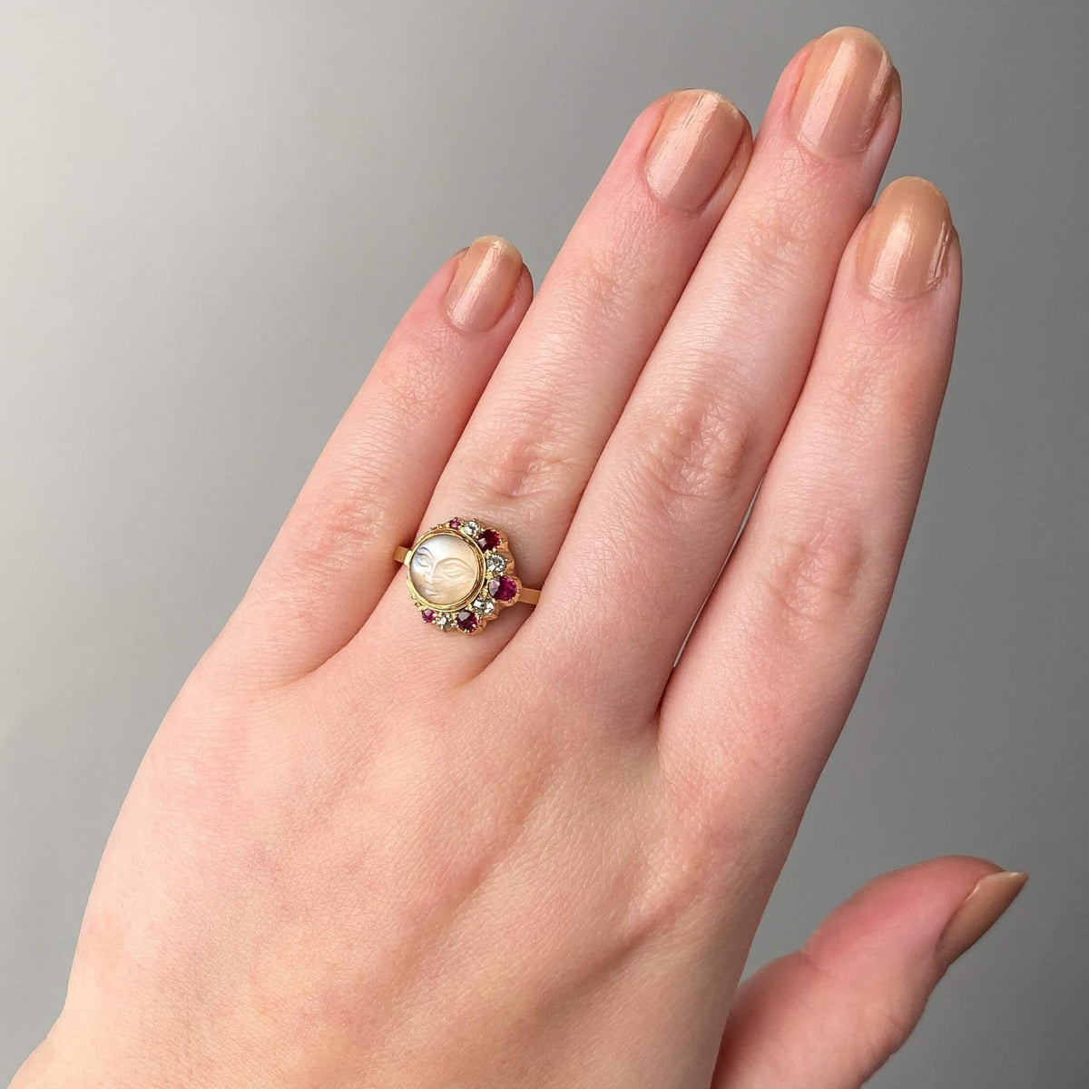 Antique Man - in - the - Moon Ring of 14k Gold - Trademark Antiques