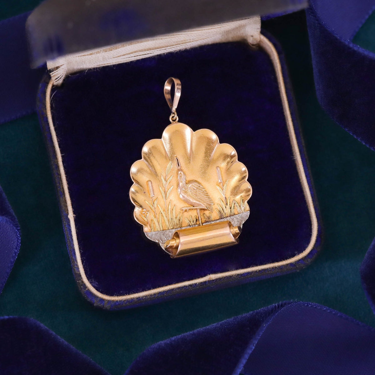 Antique Marsh Bird Pendant of 14k Gold - Trademark Antiques