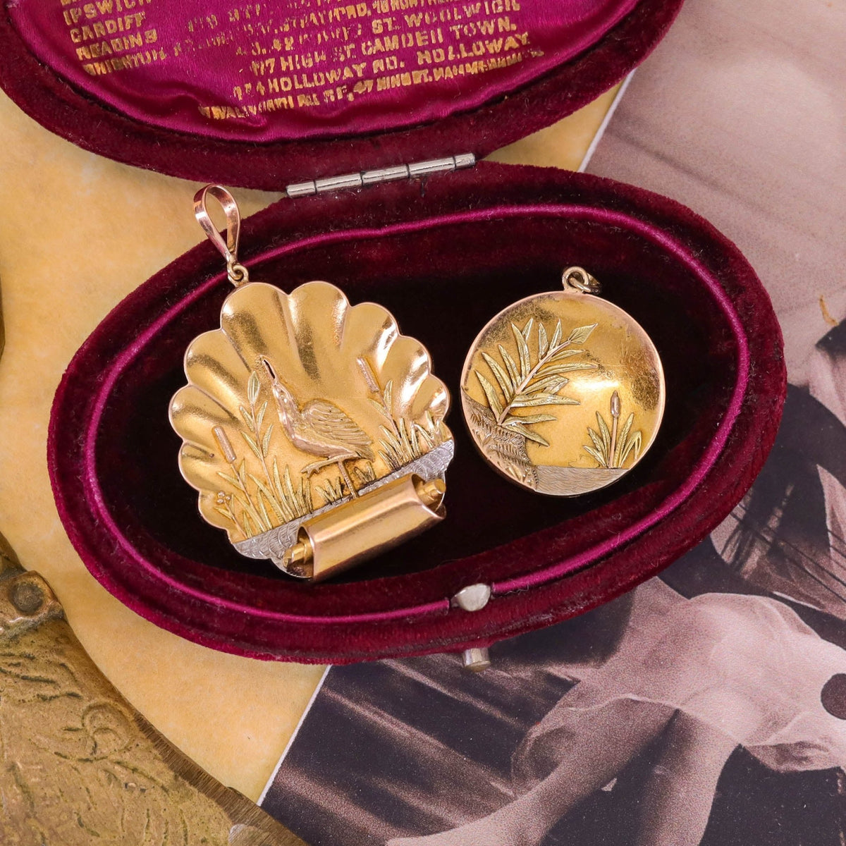 Antique Marsh Bird Pendant of 14k Gold - Trademark Antiques