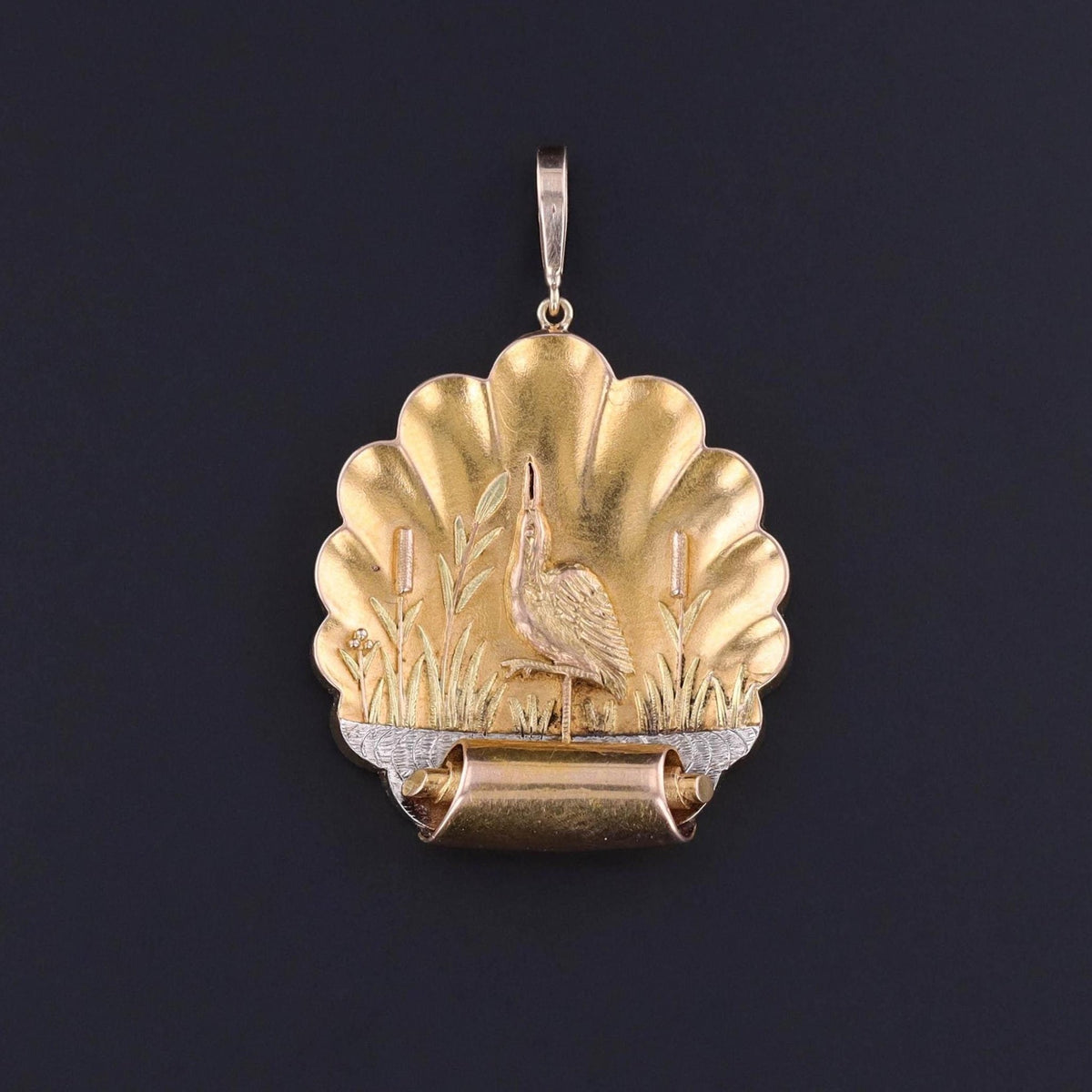 Antique Marsh Bird Pendant of 14k Gold - Trademark Antiques