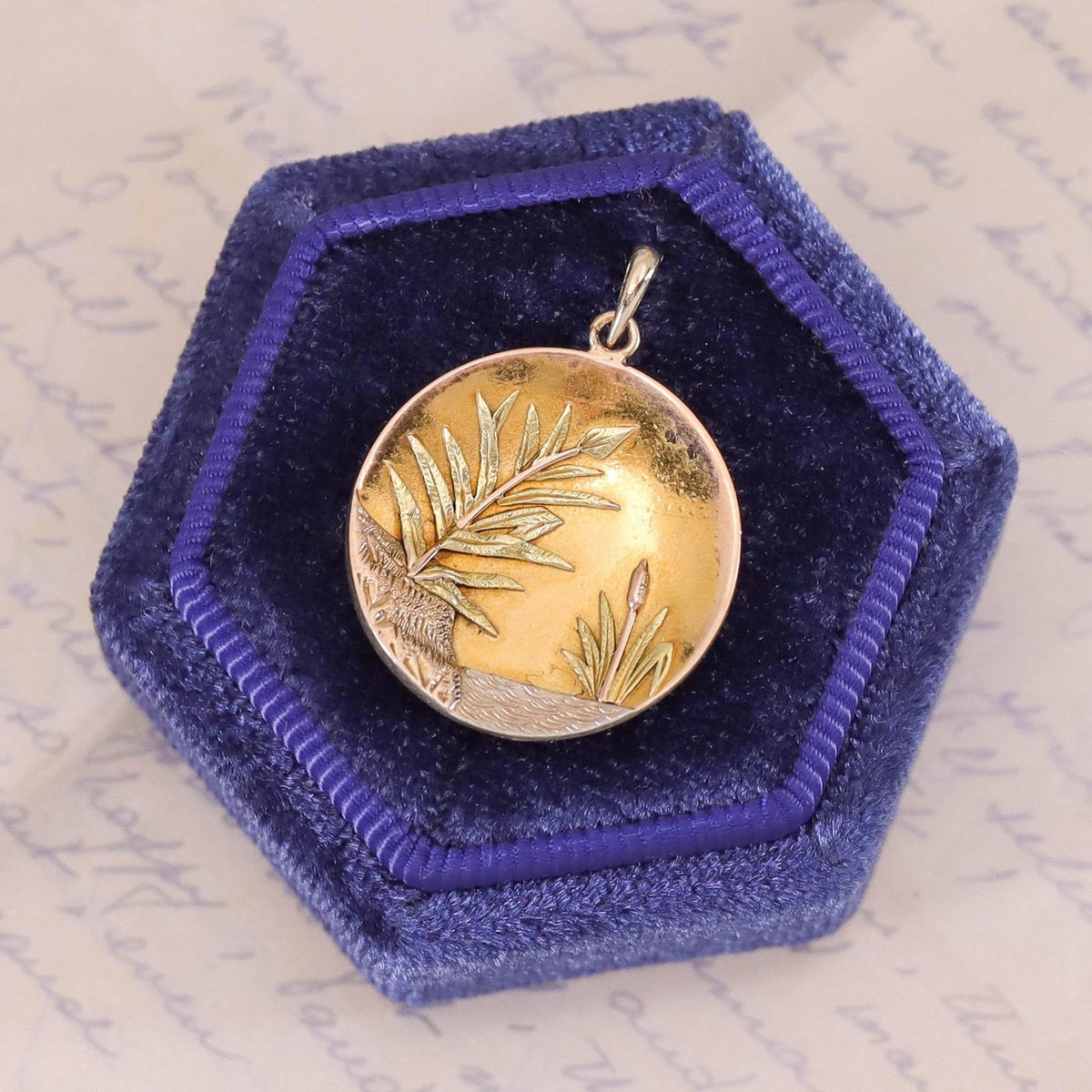Antique Marsh Pendant of 14k Tri - Color Gold - Trademark Antiques