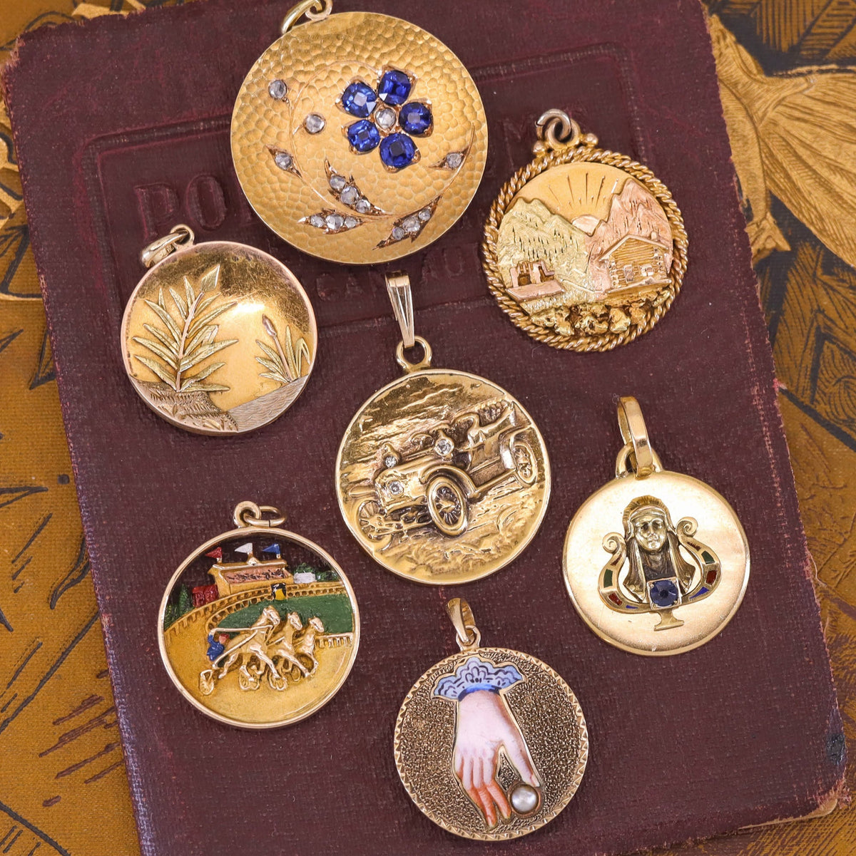 Antique Marsh Pendant of 14k Tri - Color Gold - Trademark Antiques