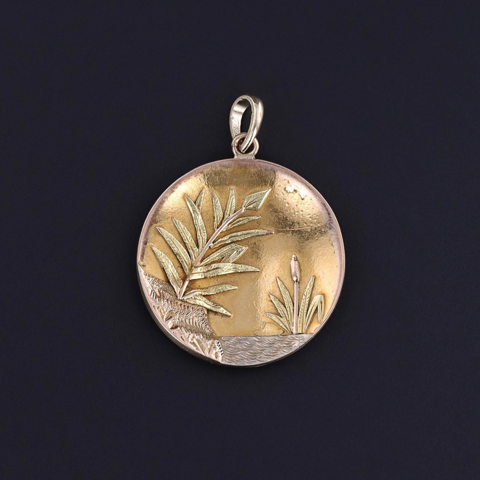 Antique Marsh Pendant of 14k Tri - Color Gold - Trademark Antiques