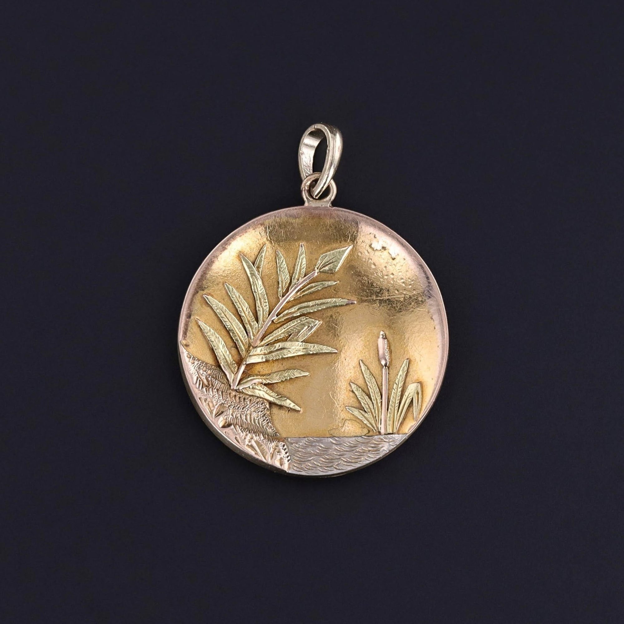 Antique Marsh Pendant of 14k Tri - Color Gold - Trademark Antiques