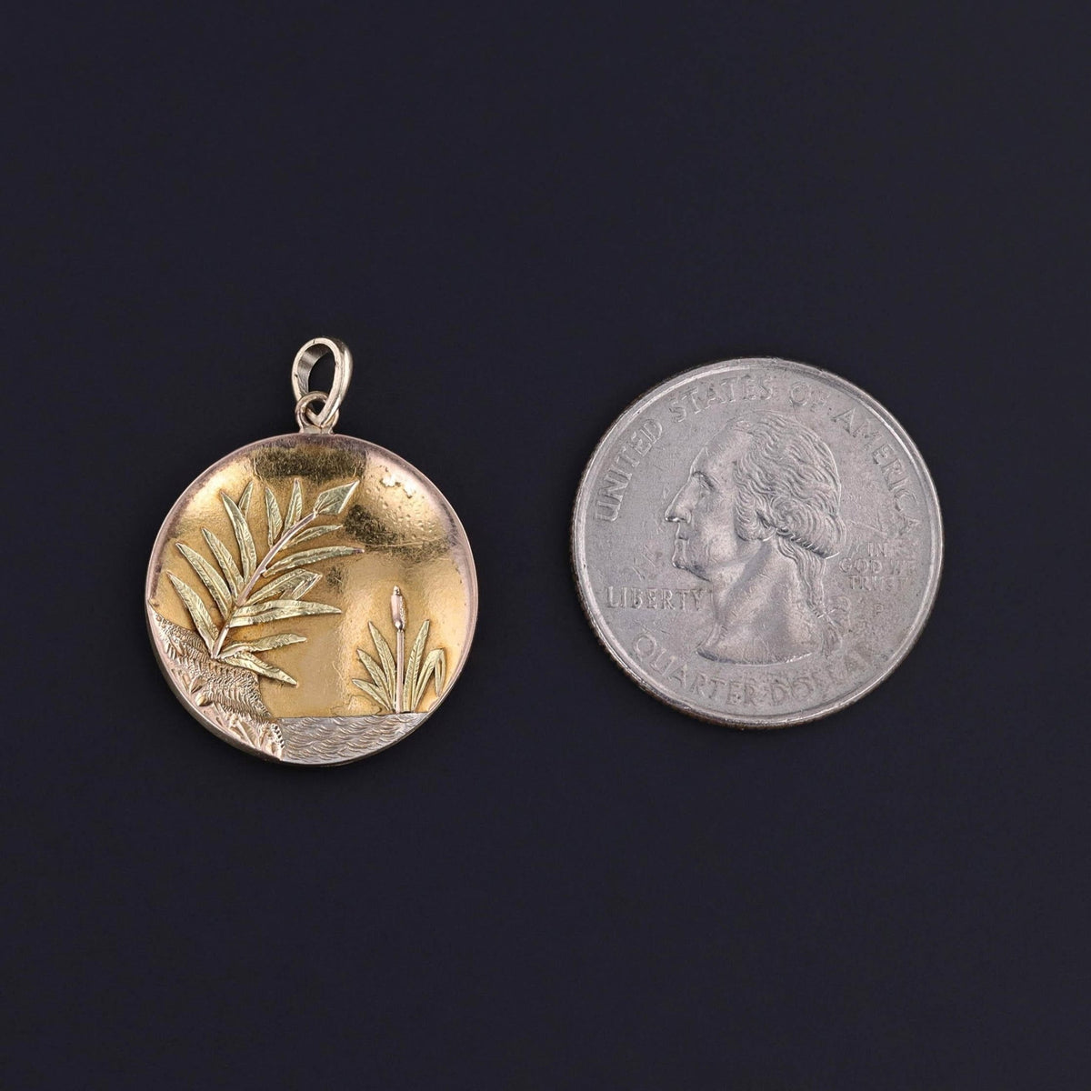 Antique Marsh Pendant of 14k Tri - Color Gold - Trademark Antiques