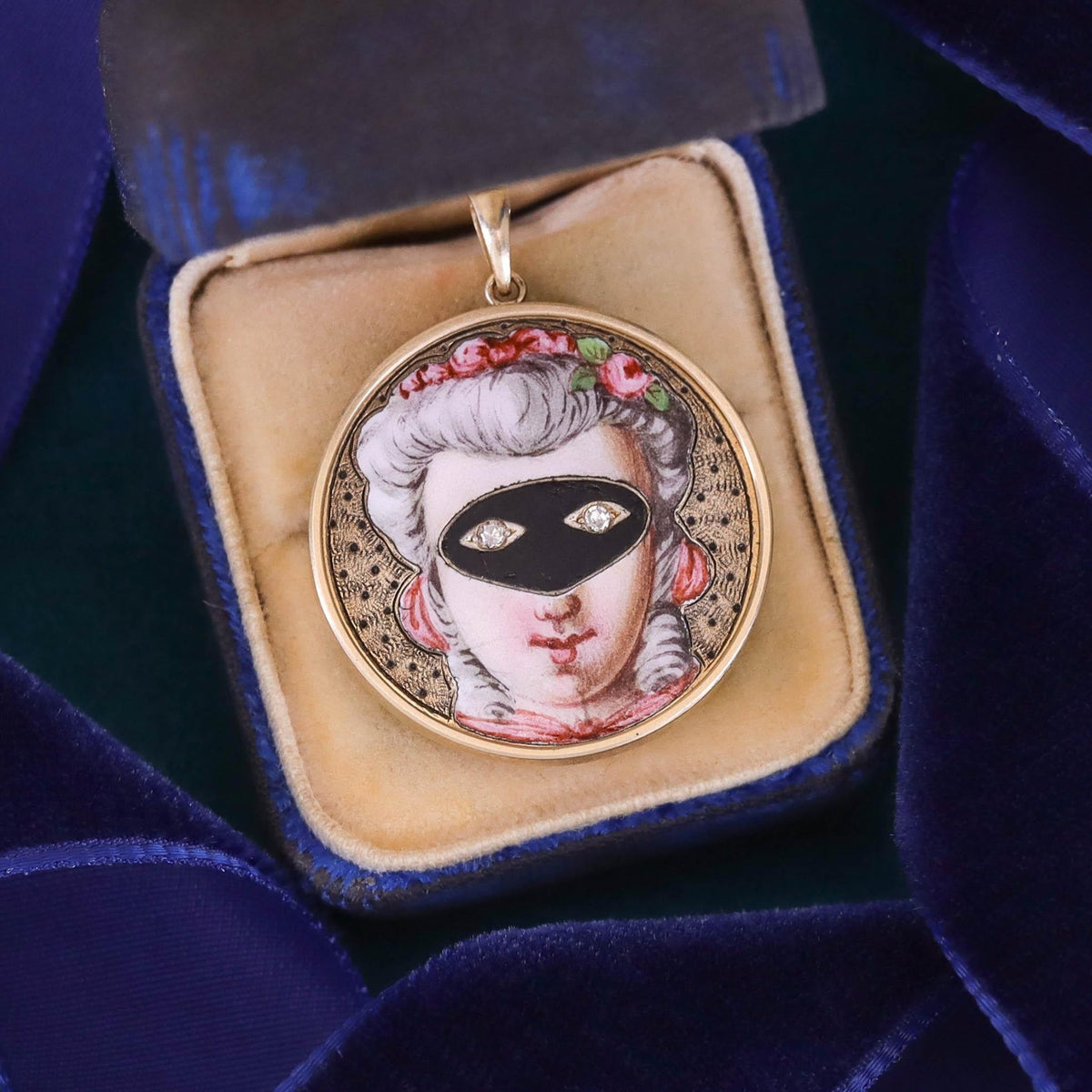 Antique Masquerade Pendant of 14k Gold - Trademark Antiques