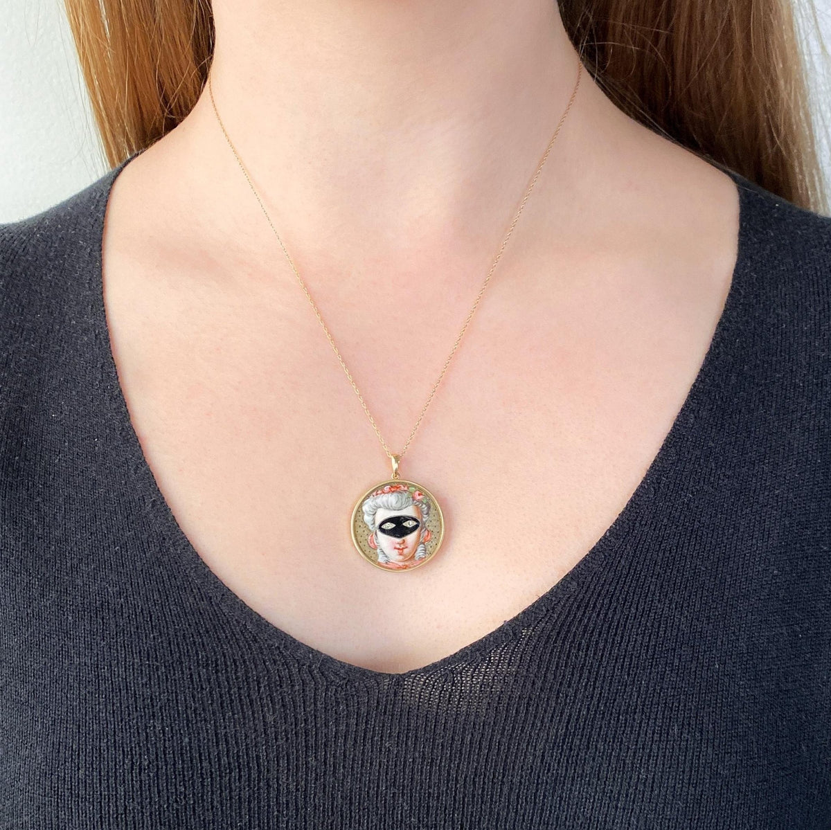 Antique Masquerade Pendant of 14k Gold - Trademark Antiques