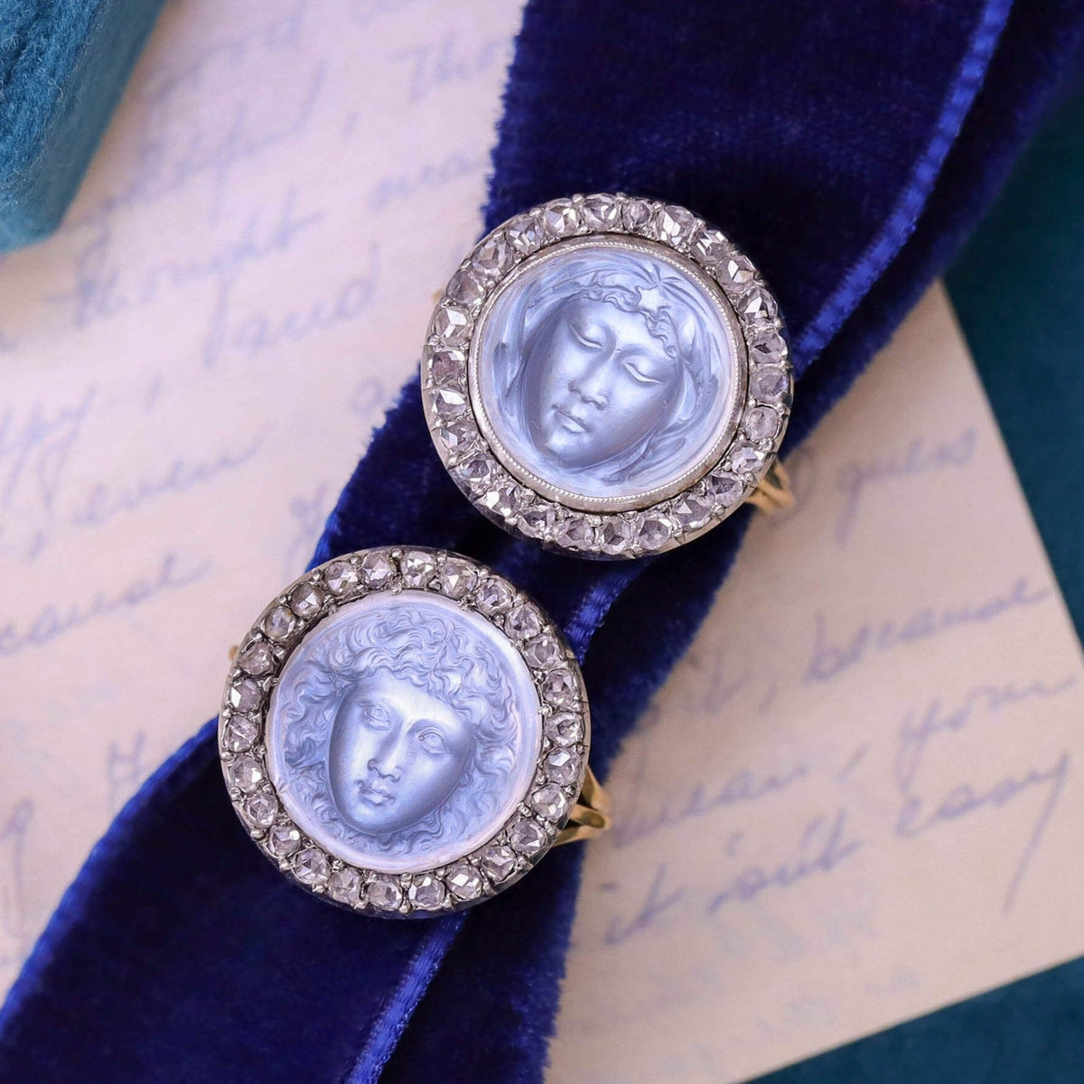 Antique Medusa Moonstone Cameo Ring of 14k Gold - Trademark Antiques