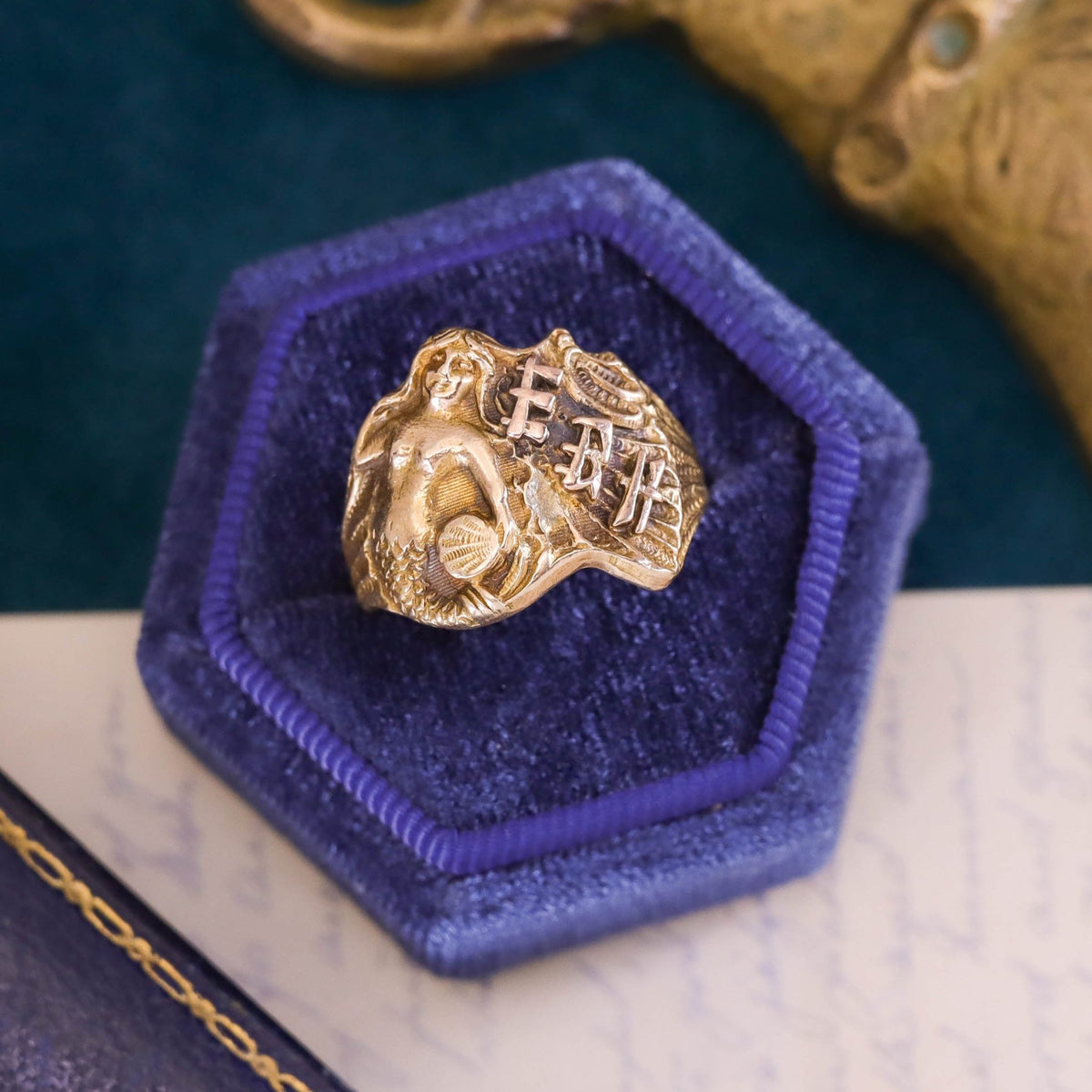 Antique Mermaid Ring of 14k Gold - Trademark Antiques