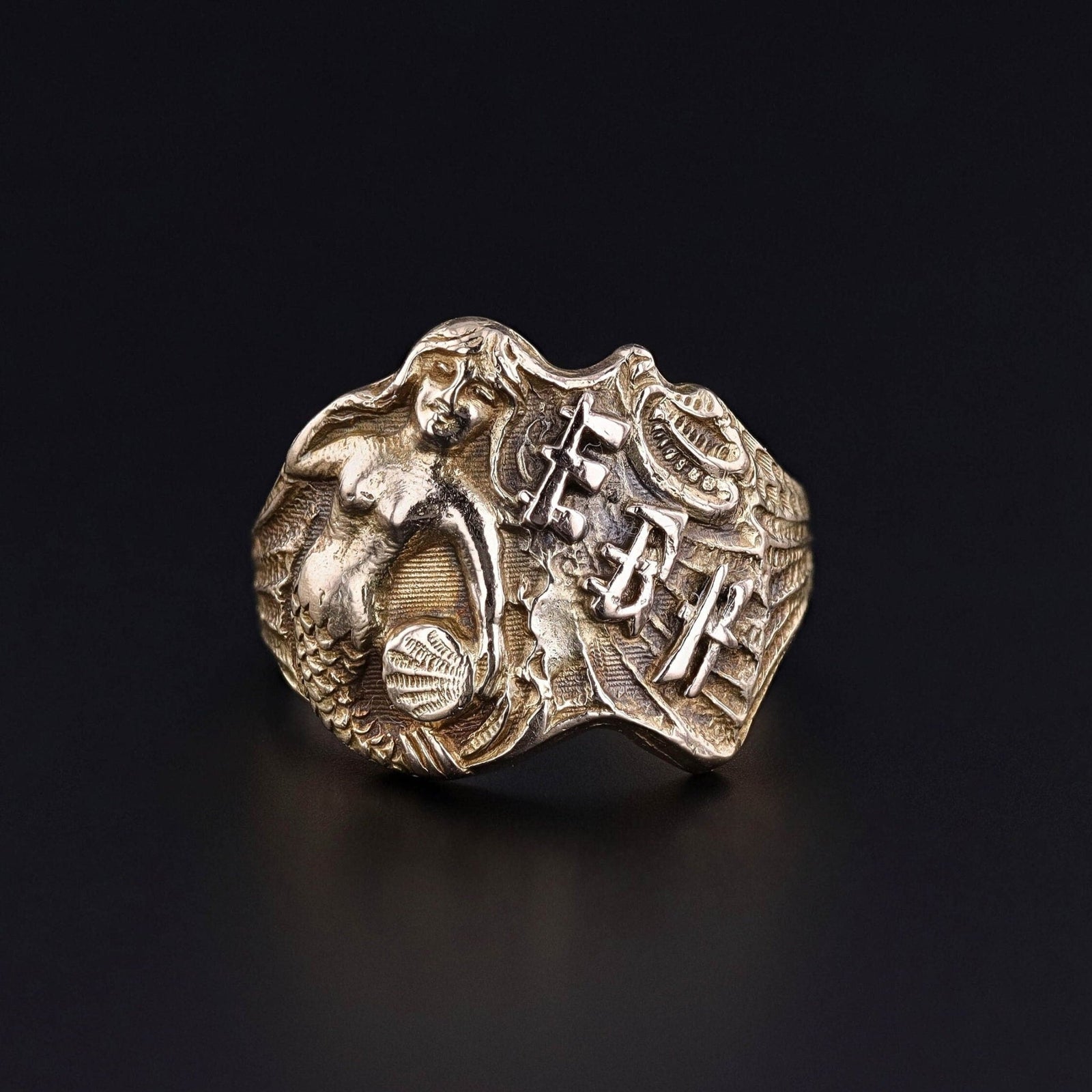 Antique Mermaid Ring of 14k Gold - Trademark Antiques