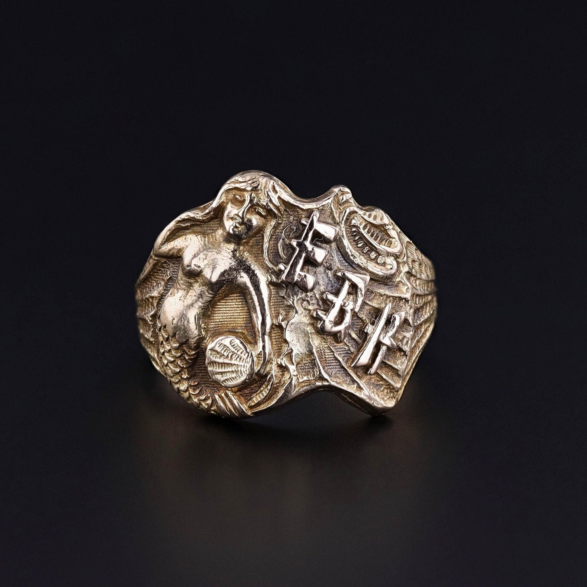 Antique Mermaid Ring of 14k Gold - Trademark Antiques