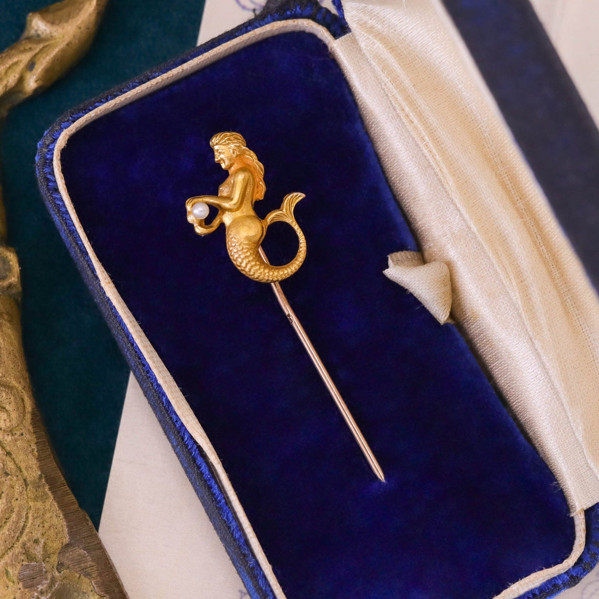 Antique Mermaid Stickpin or Charm of 10k Gold - Trademark Antiques