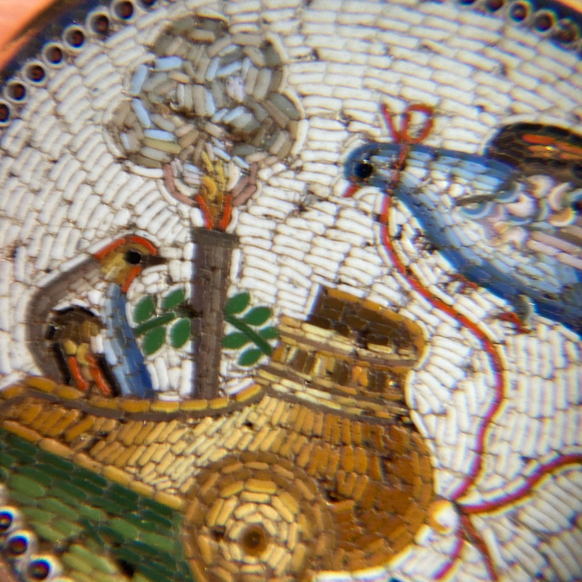 Antique Micromosaic Bird Pendant of 14k Gold - Trademark Antiques