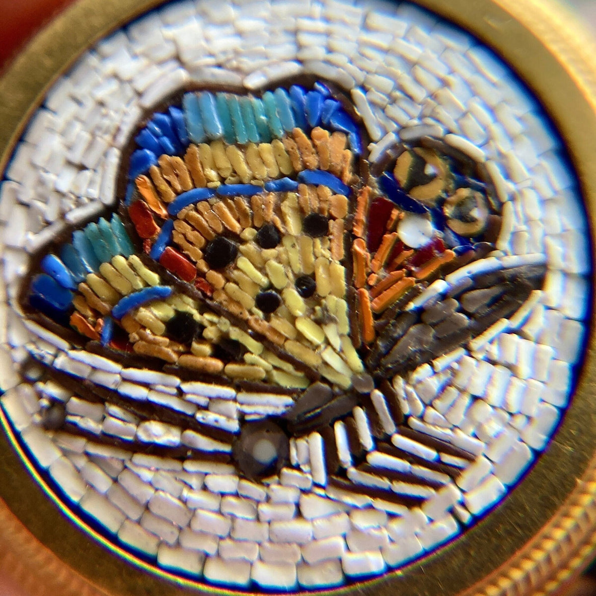 Antique Micromosaic Butterfly Necklace of 18k Gold - Trademark Antiques
