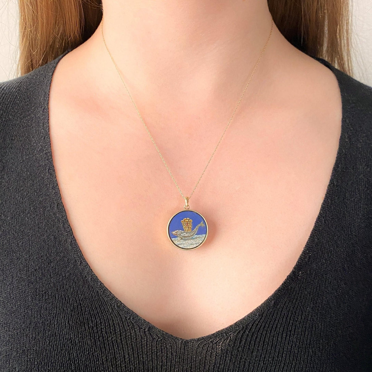 Antique Micromosaic Pendant of 14k Gold - Trademark Antiques