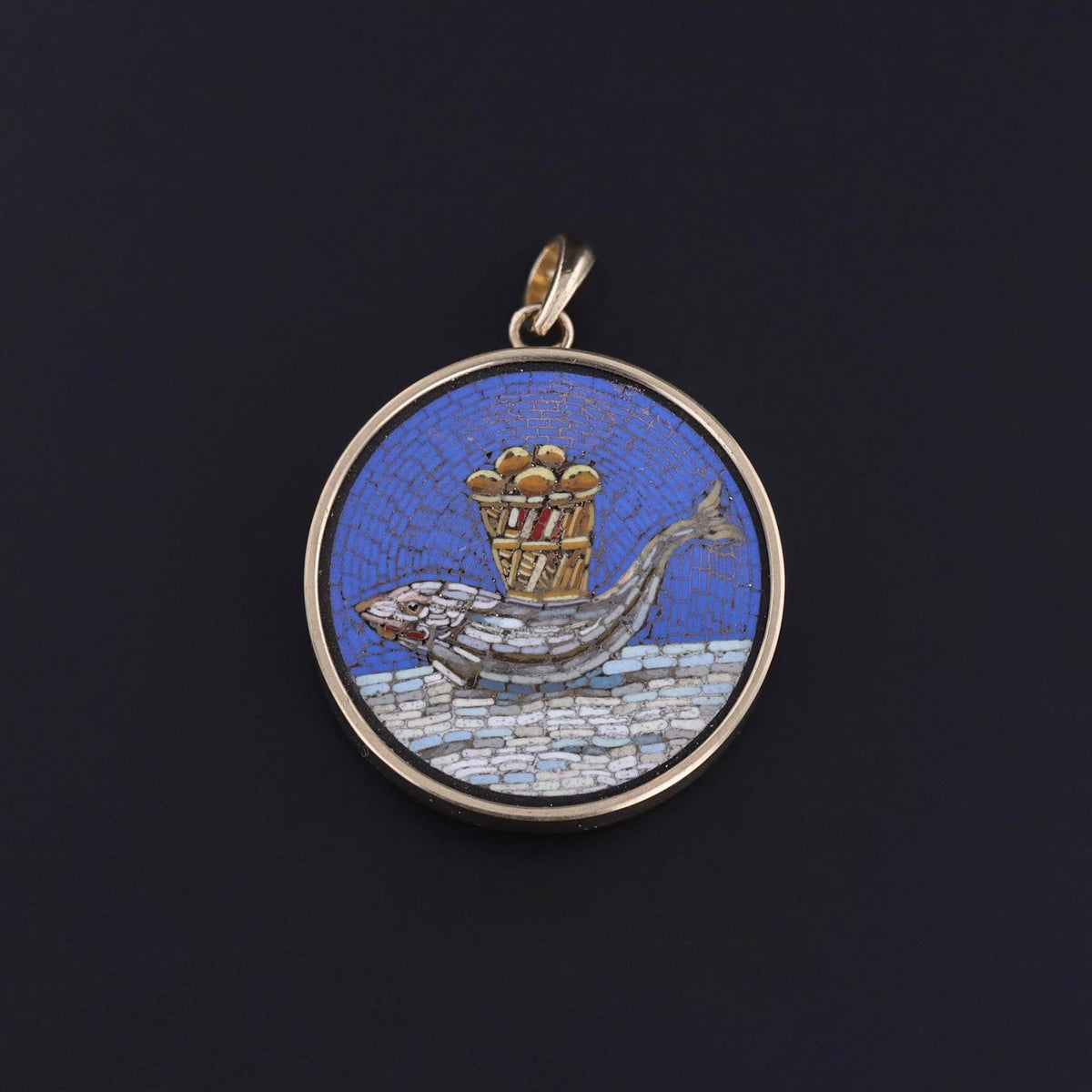 Antique Micromosaic Pendant of 14k Gold - Trademark Antiques