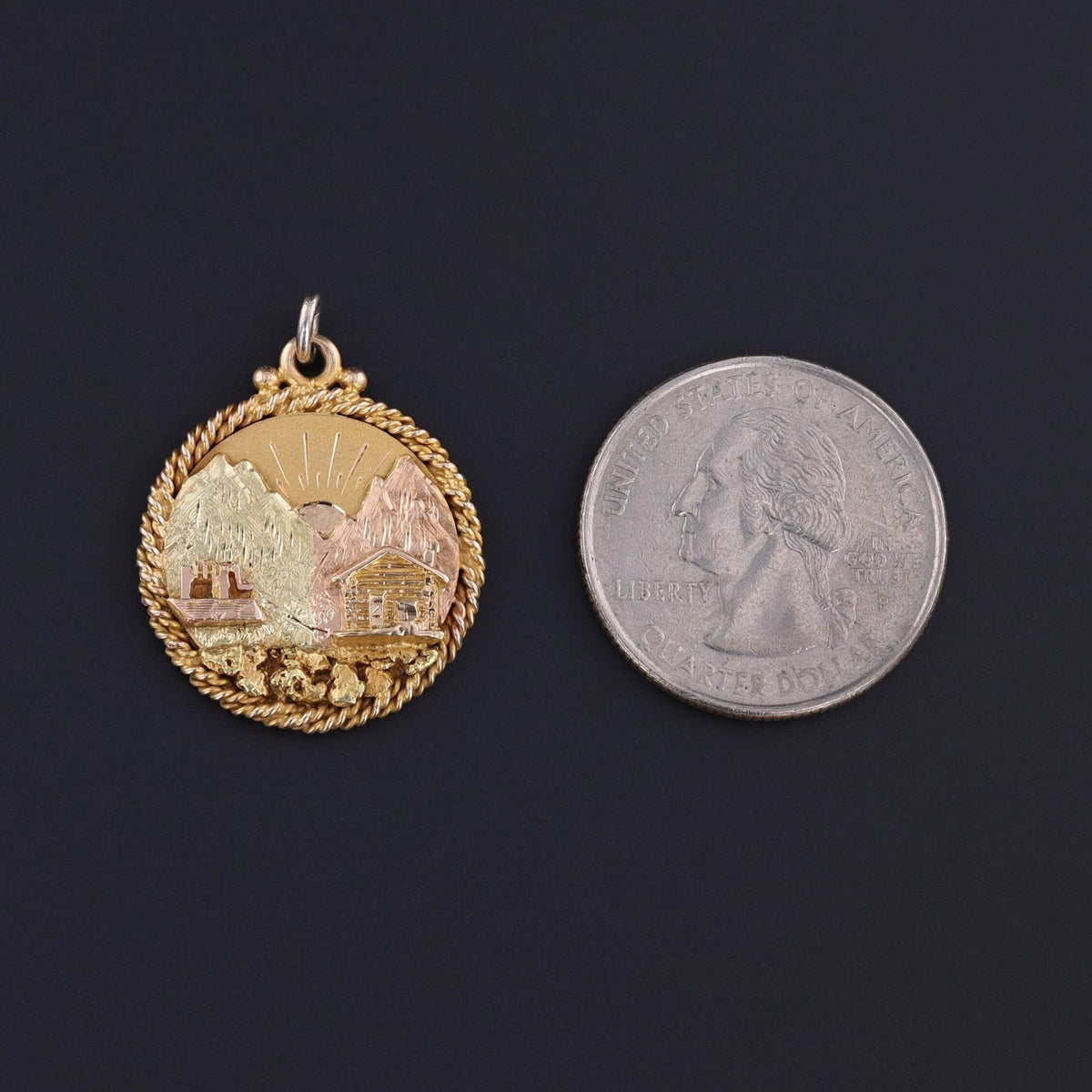 Antique Montana Sunrise Pendant of 14k Gold - Trademark Antiques