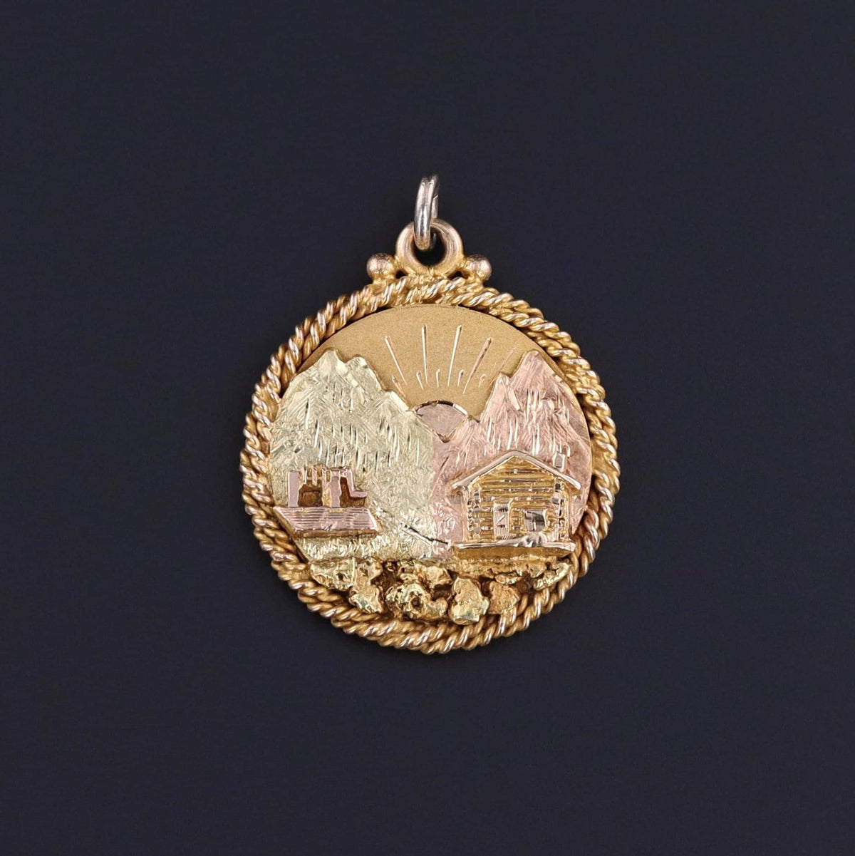 Antique Montana Sunrise Pendant of 14k Gold - Trademark Antiques