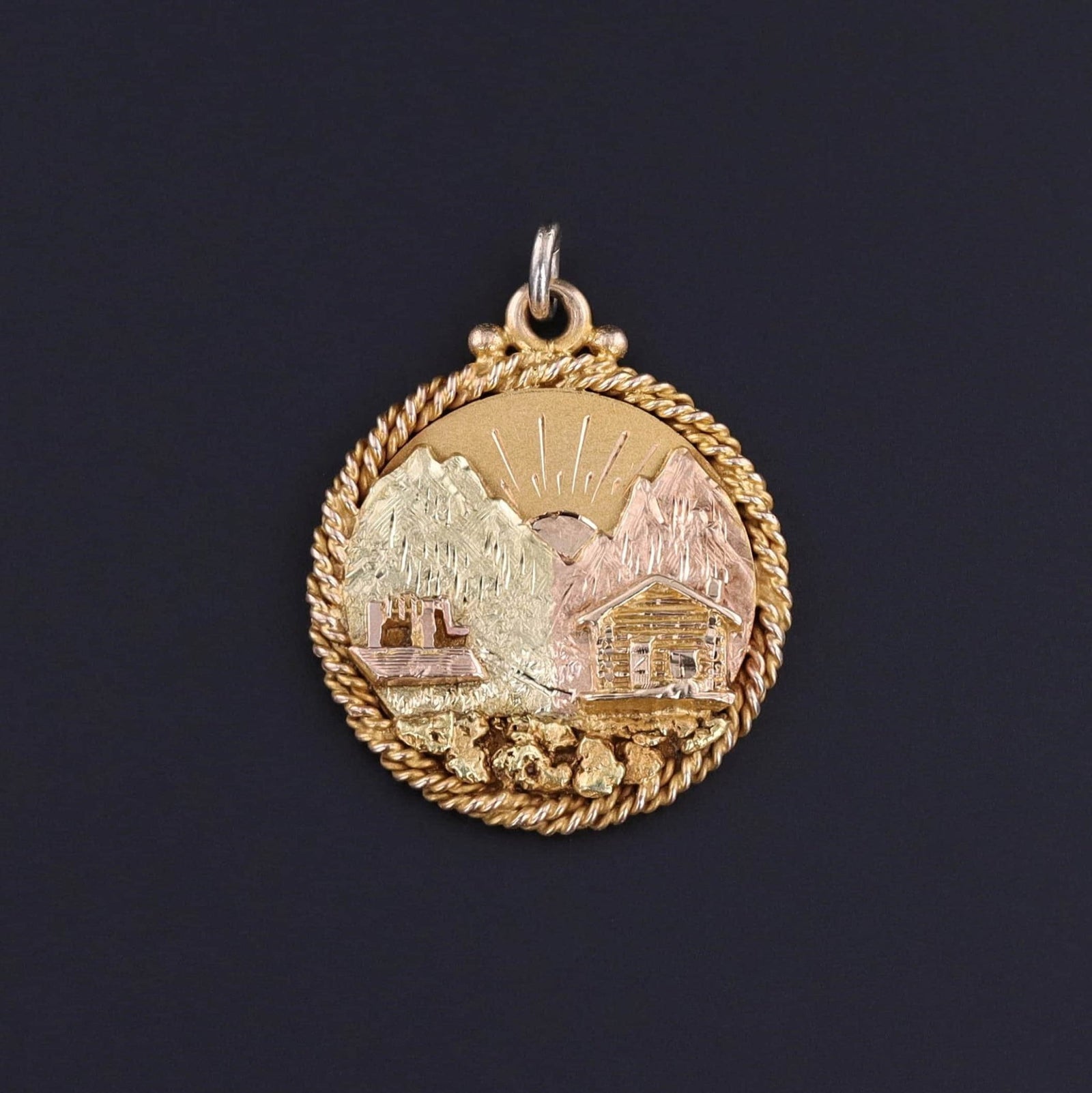 Antique Montana Sunrise Pendant of 14k Gold - Trademark Antiques