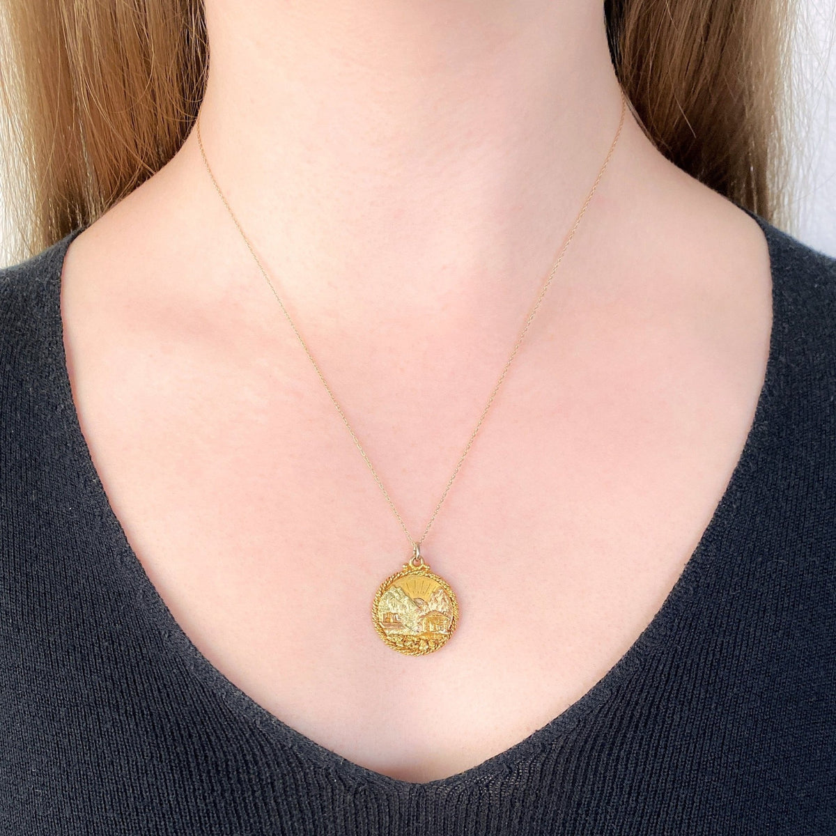 Antique Montana Sunrise Pendant of 14k Gold - Trademark Antiques