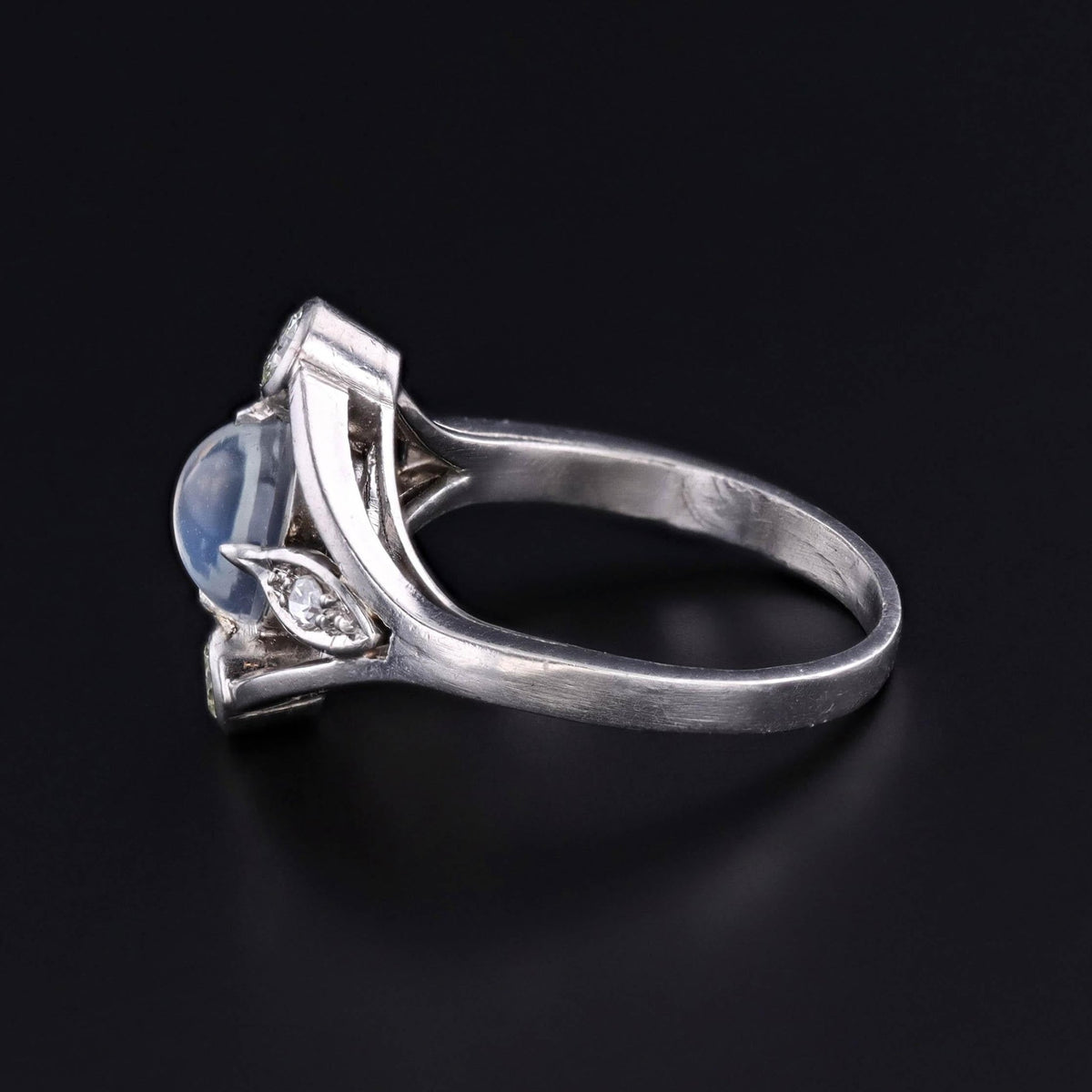 Antique Moonstone and Diamond Ring of Platinum - Trademark Antiques