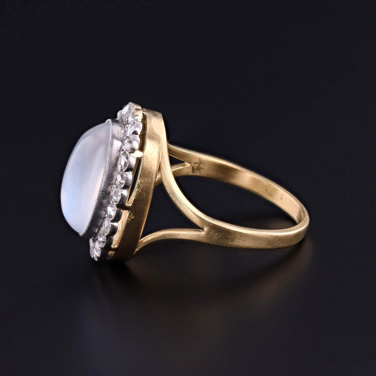 Antique Moonstone and Diamond Ring of Platinum Topped 18k Gold - Trademark Antiques