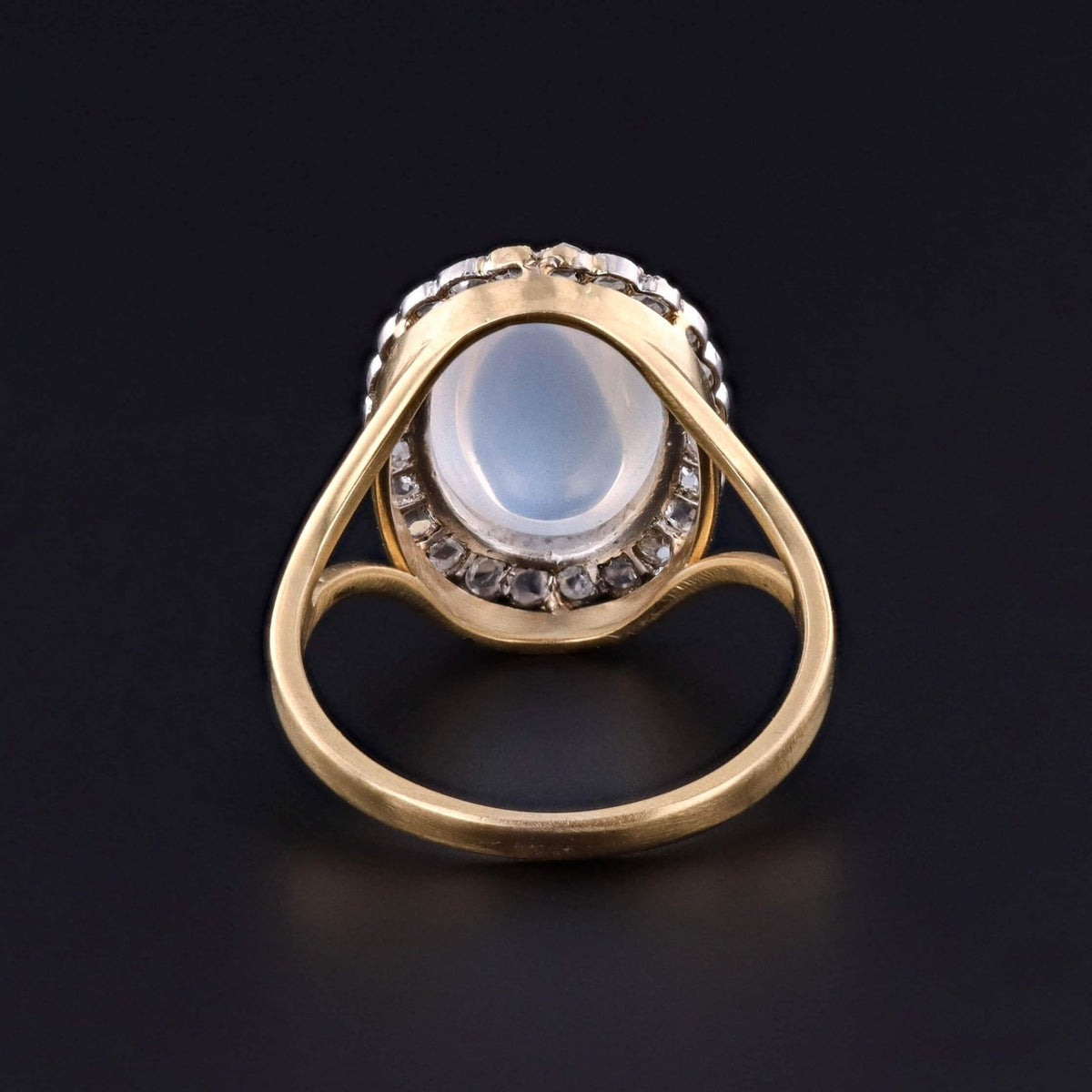 Antique Moonstone and Diamond Ring of Platinum Topped 18k Gold - Trademark Antiques