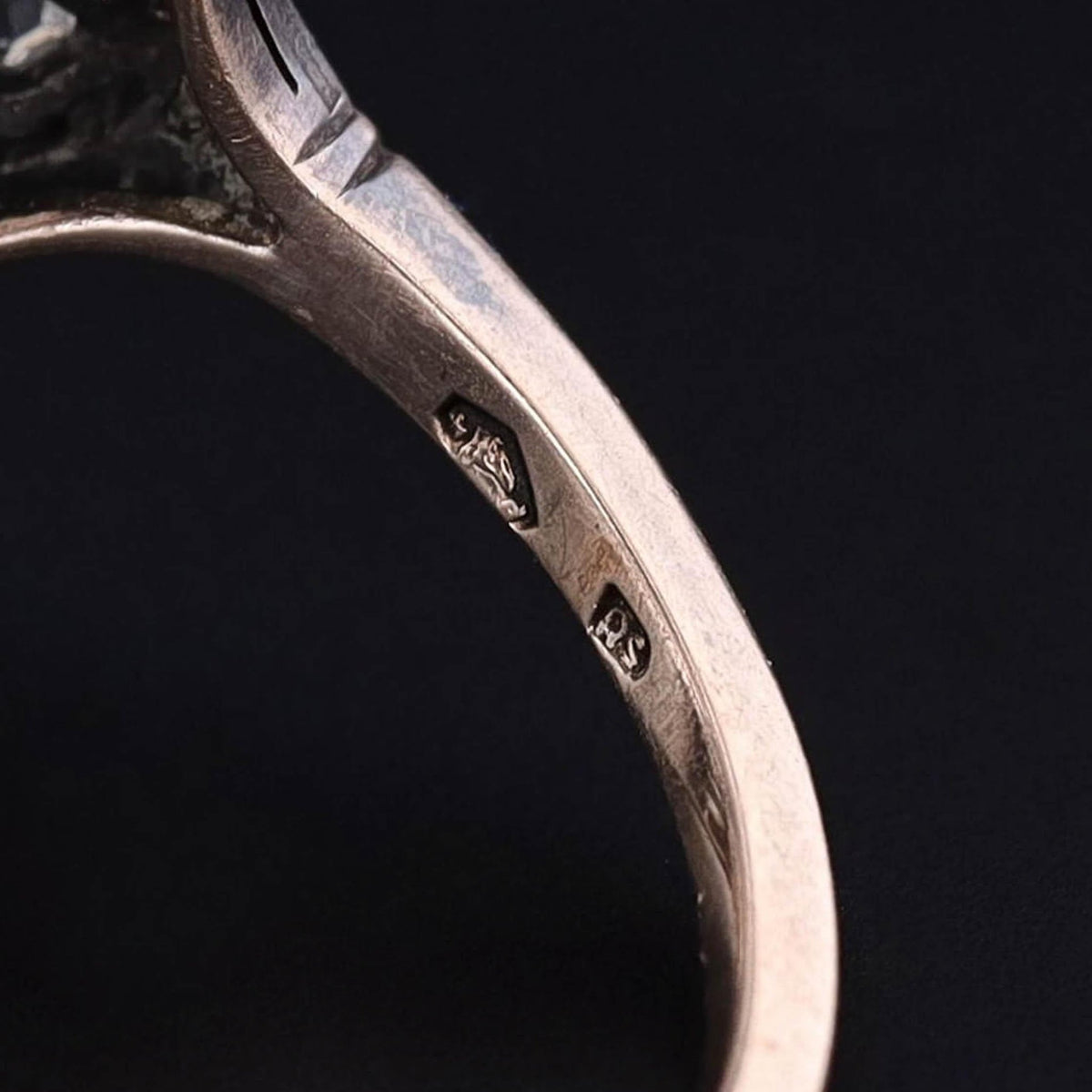 Antique Moonstone and Diamond Ring of Silver Topped 14k Gold - Trademark Antiques