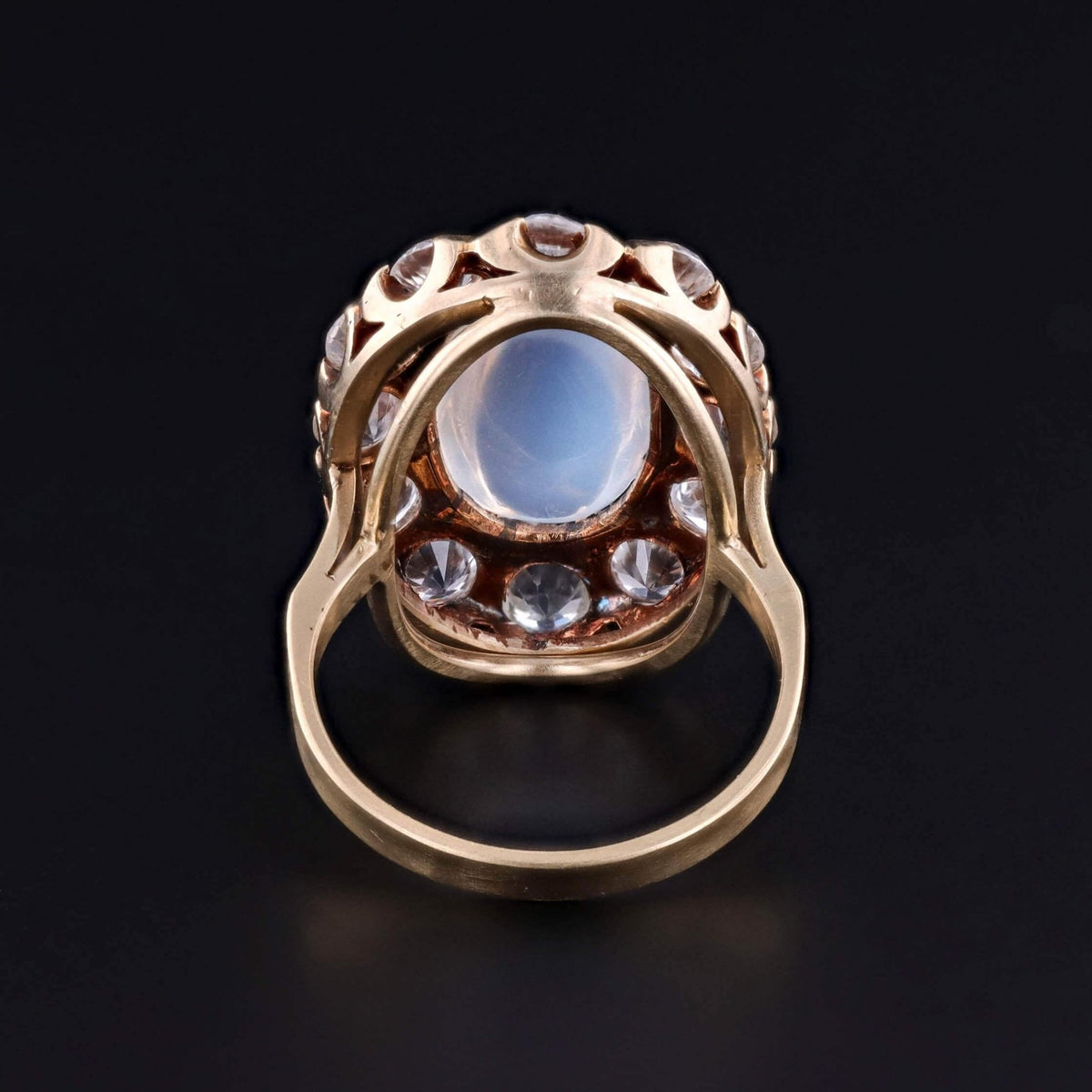 Antique Moonstone and Natural Zircon Ring of 14k Gold - Trademark Antiques