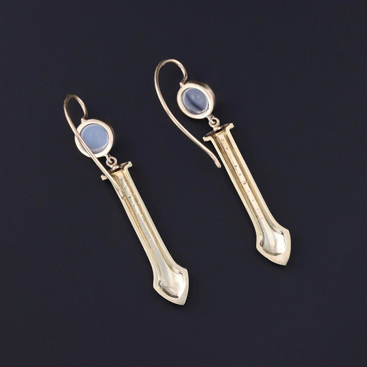 Antique Moonstone and Pearl Conversion Earrings of 14k Gold - Trademark Antiques