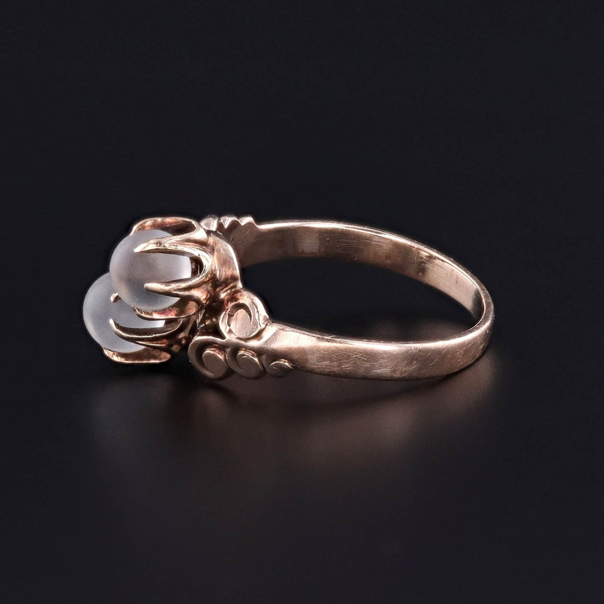 Antique Moonstone Bead Ring of 10k Gold - Trademark Antiques