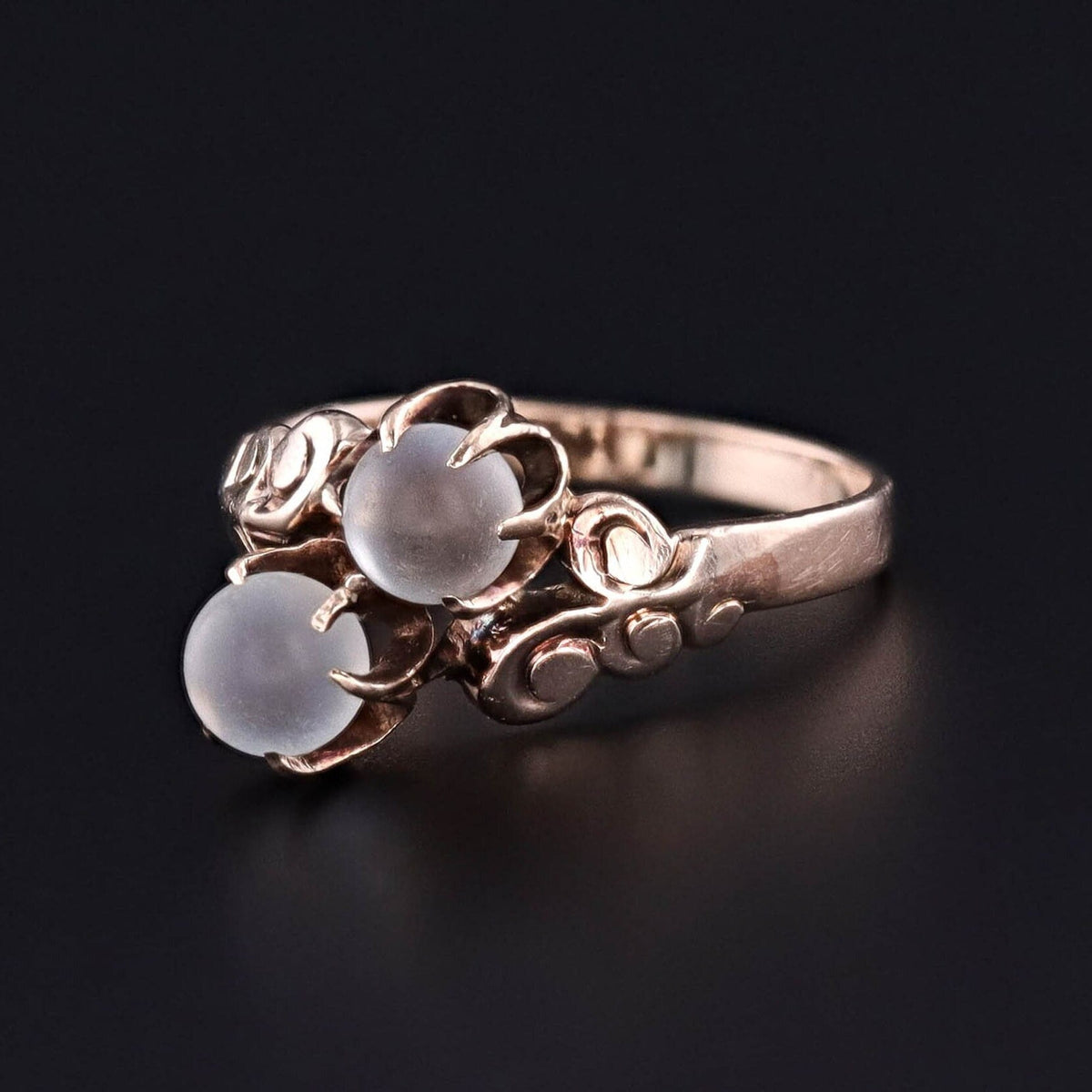 Antique Moonstone Bead Ring of 10k Gold - Trademark Antiques