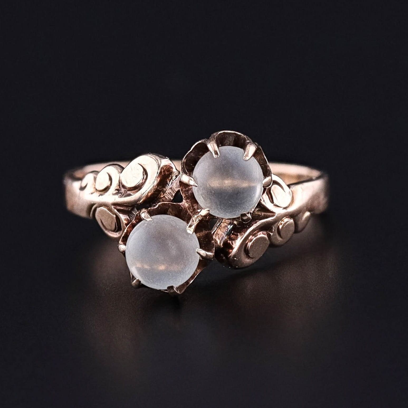 Antique Moonstone Bead Ring of 10k Gold - Trademark Antiques