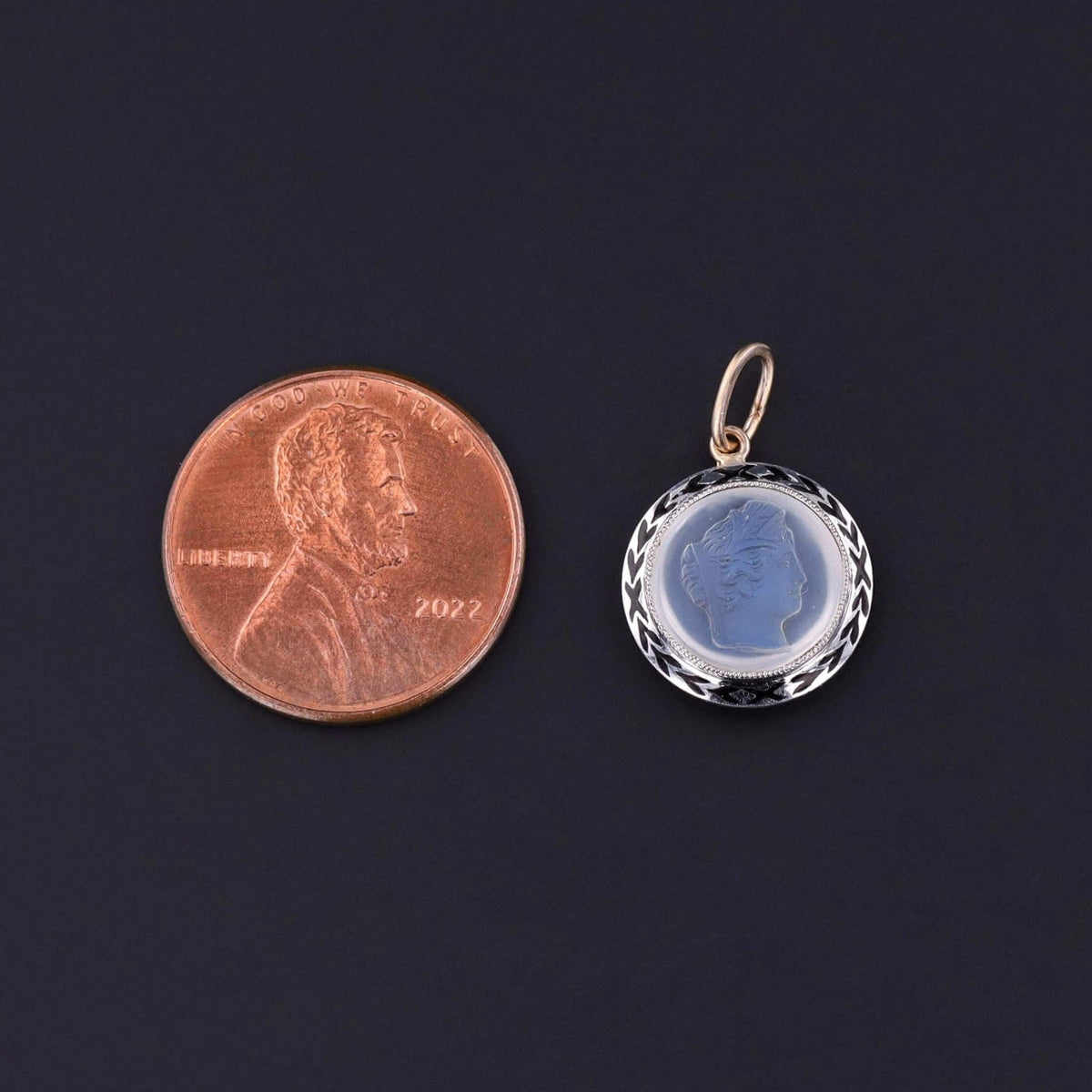 Antique Moonstone Cameo Charm of Platinum - Trademark Antiques