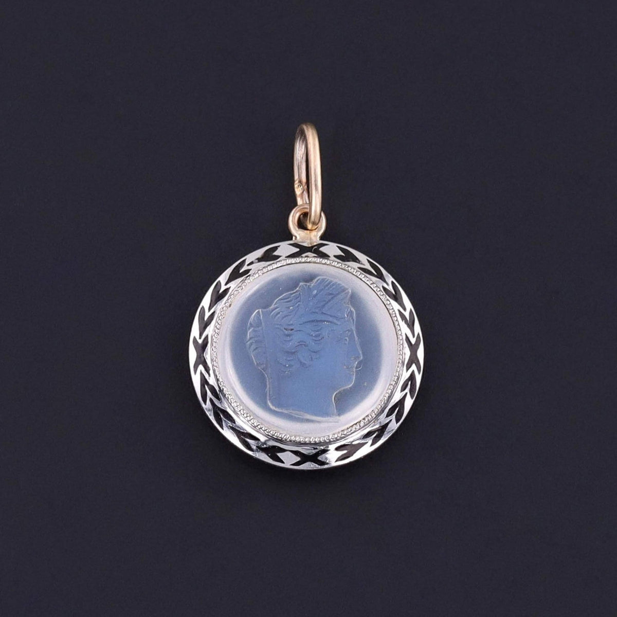 Antique Moonstone Cameo Charm of Platinum - Trademark Antiques