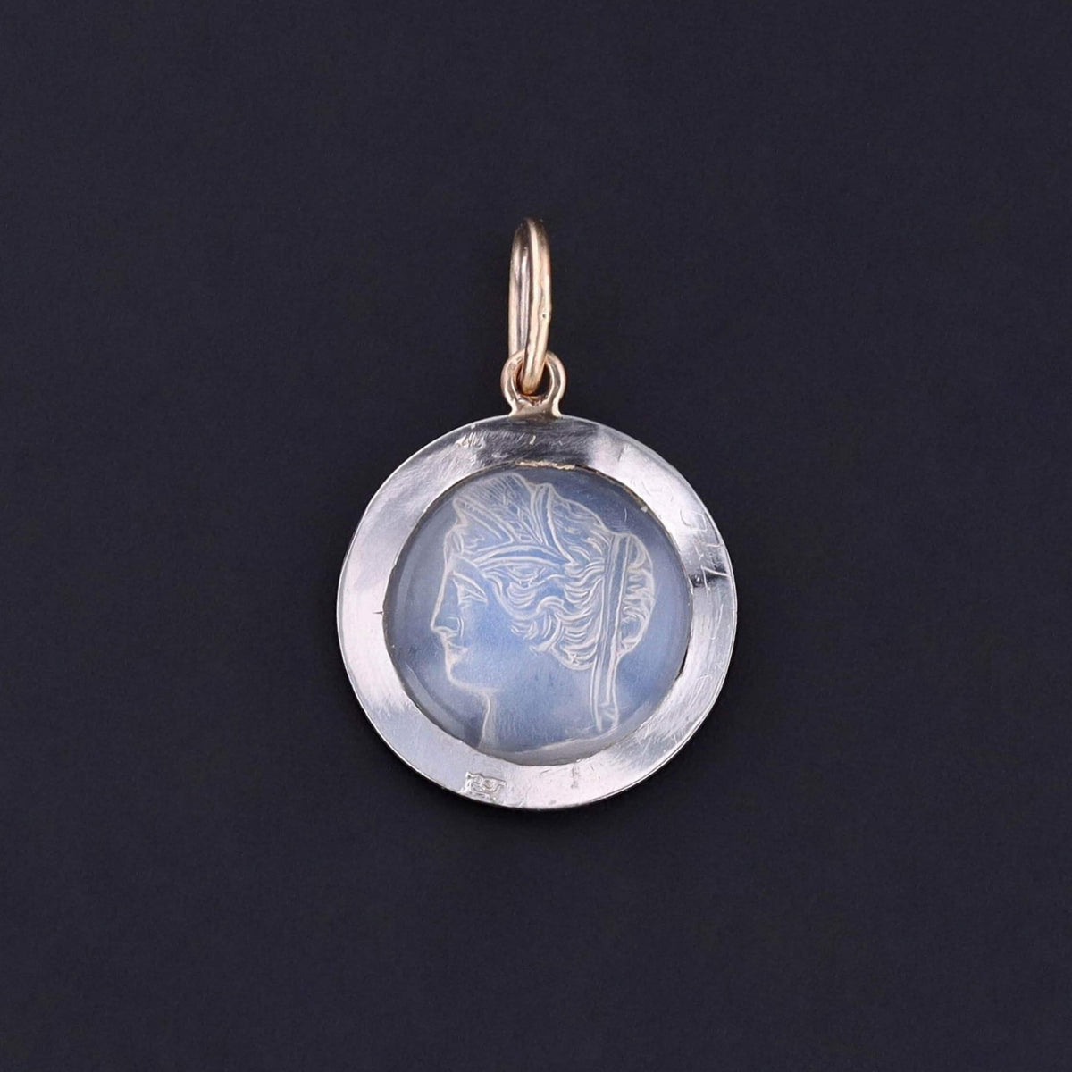 Antique Moonstone Cameo Charm of Platinum - Trademark Antiques