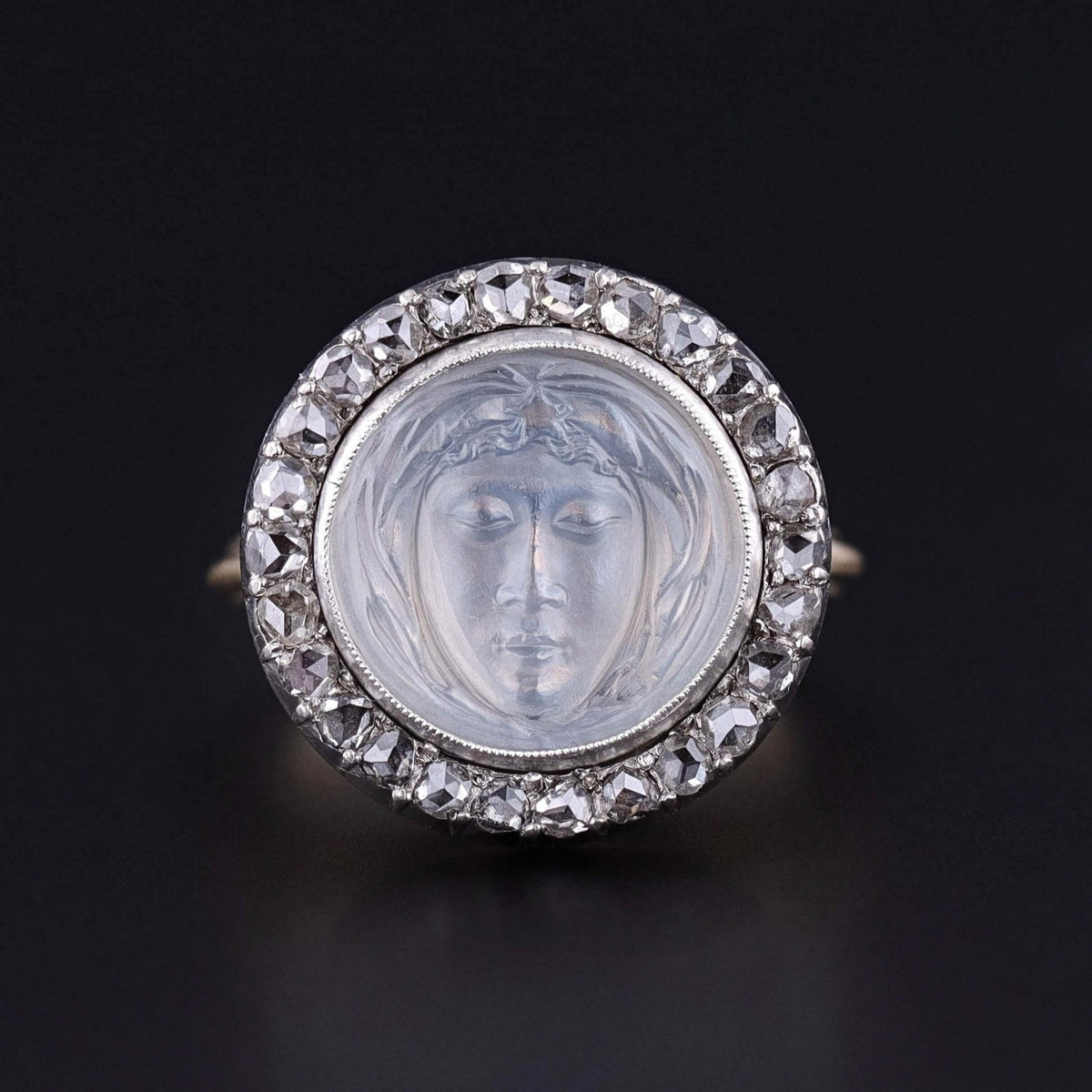 Antique Moonstone Cameo Ring of 14k Gold - Trademark Antiques