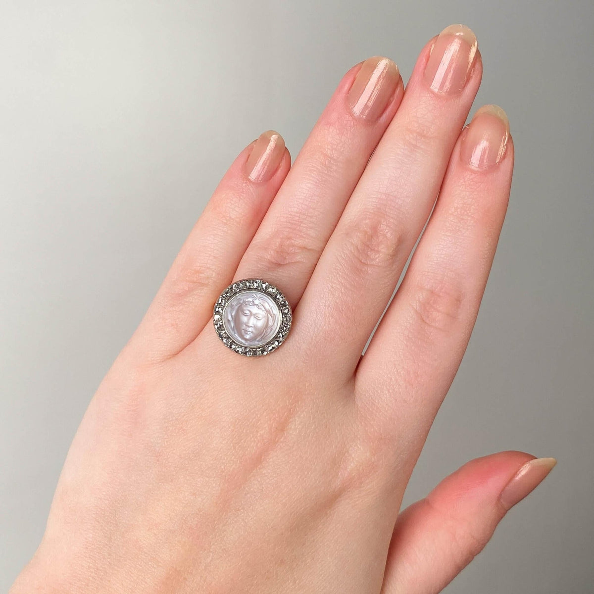 Antique Moonstone Cameo Ring of 14k Gold - Trademark Antiques