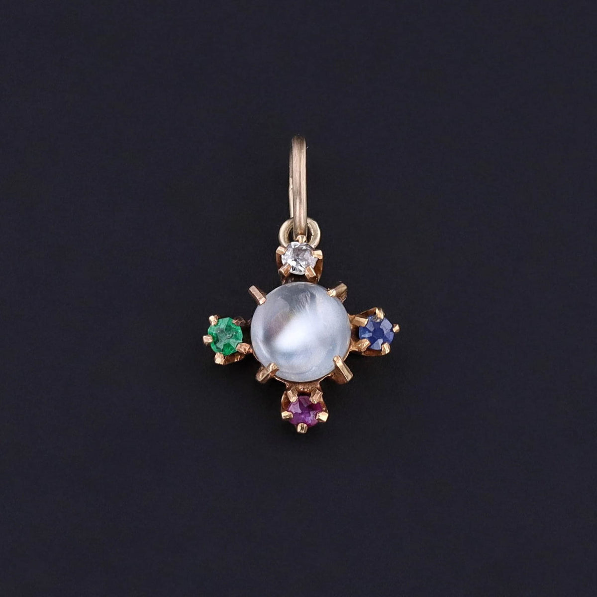 Antique Moonstone Charm of 14k Gold - Trademark Antiques