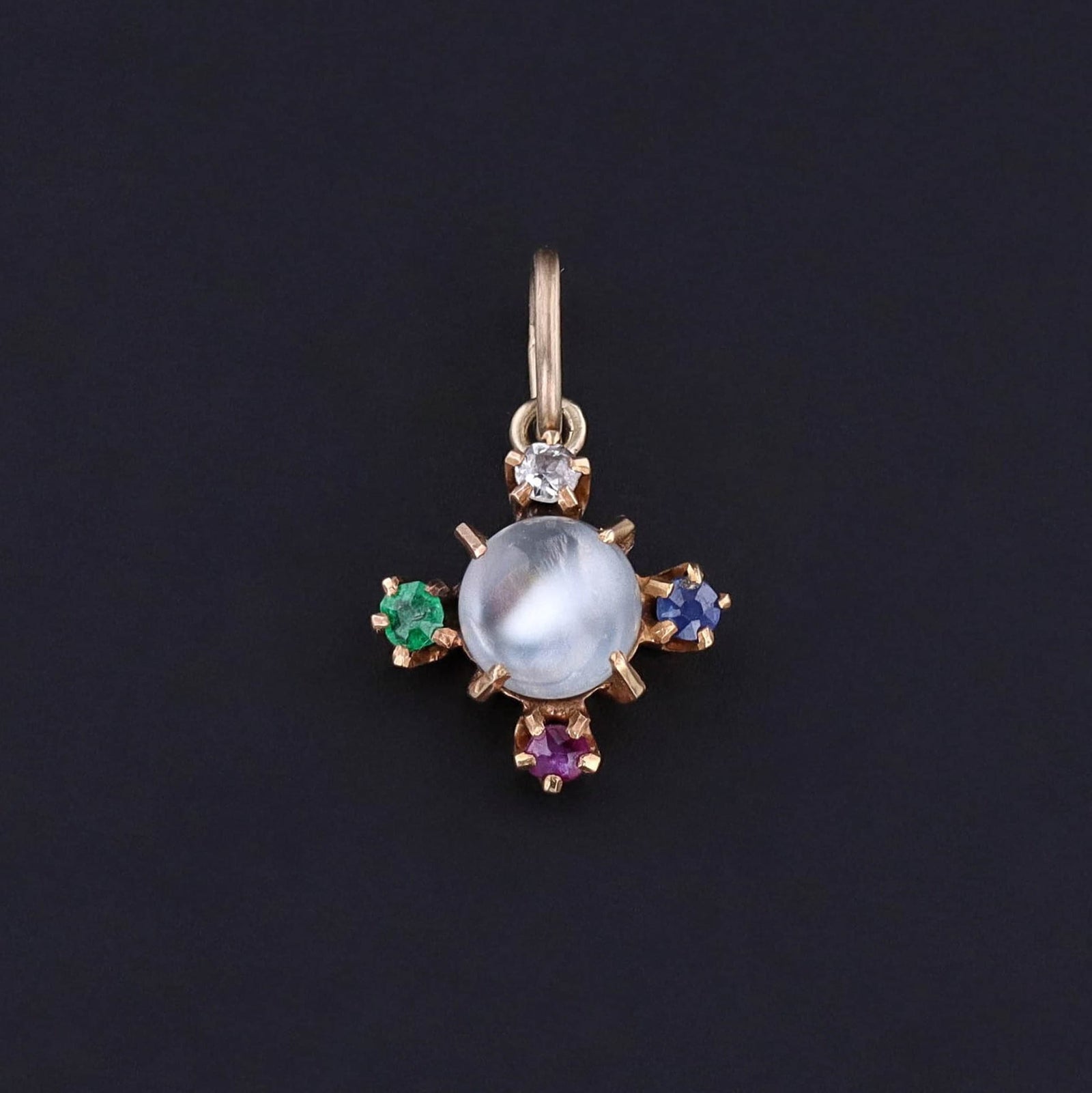 Antique Moonstone Charm of 14k Gold - Trademark Antiques