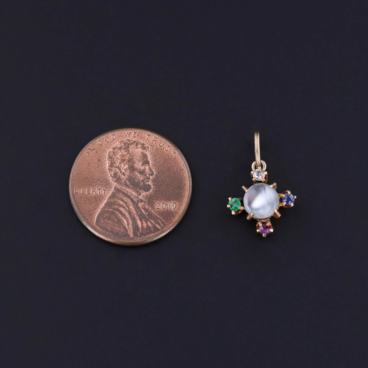 Antique Moonstone Charm of 14k Gold - Trademark Antiques