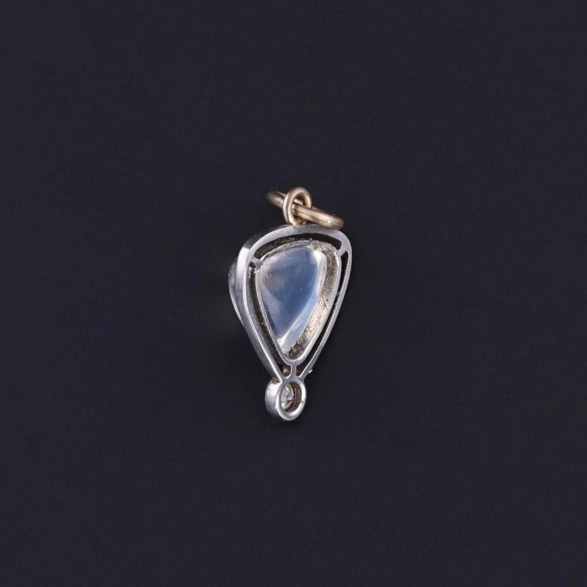Antique Moonstone Charm of 14k Gold and Platinum - Trademark Antiques