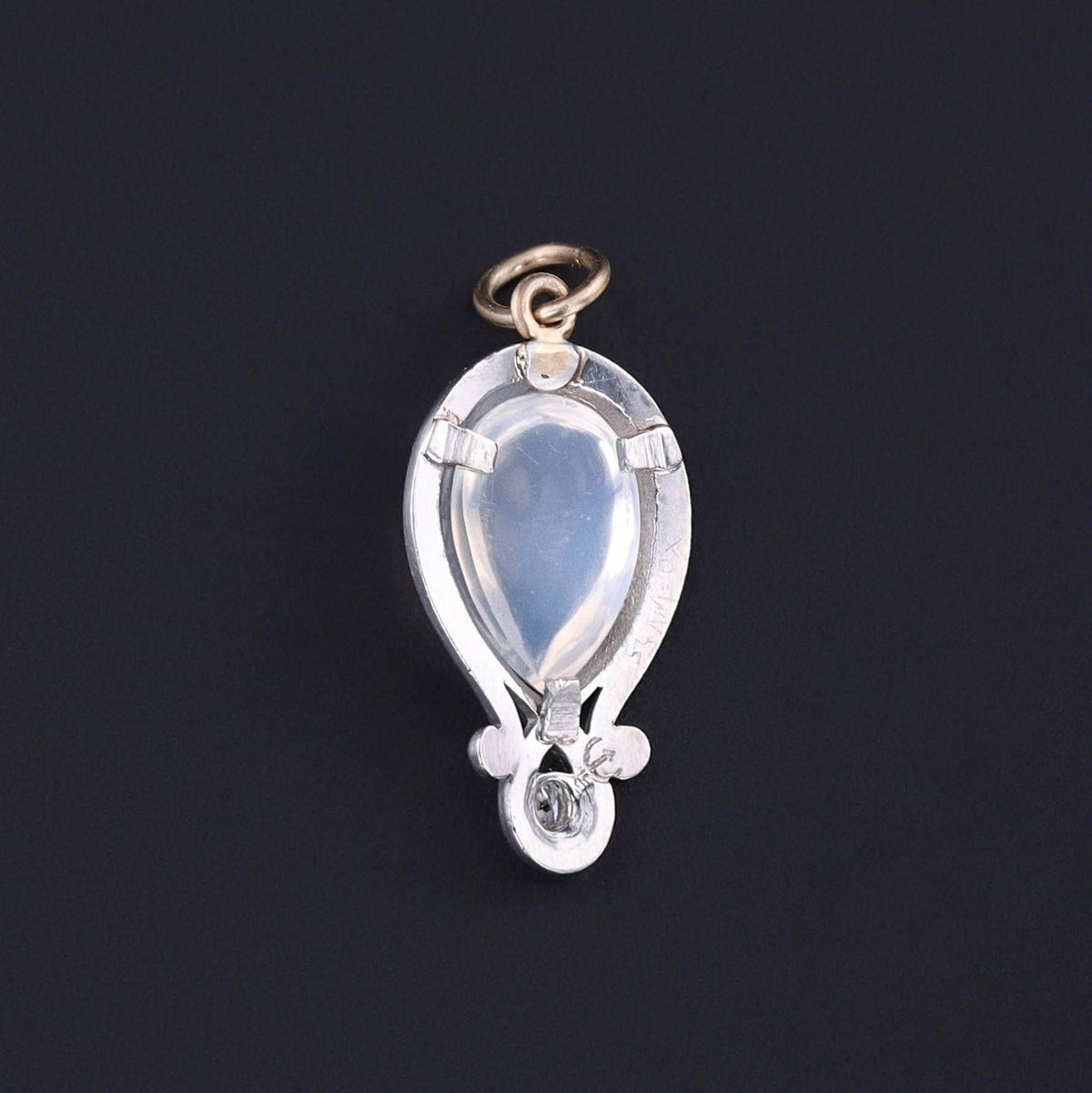 Antique Moonstone Charm of Platinum &amp; 14k Gold - Trademark Antiques