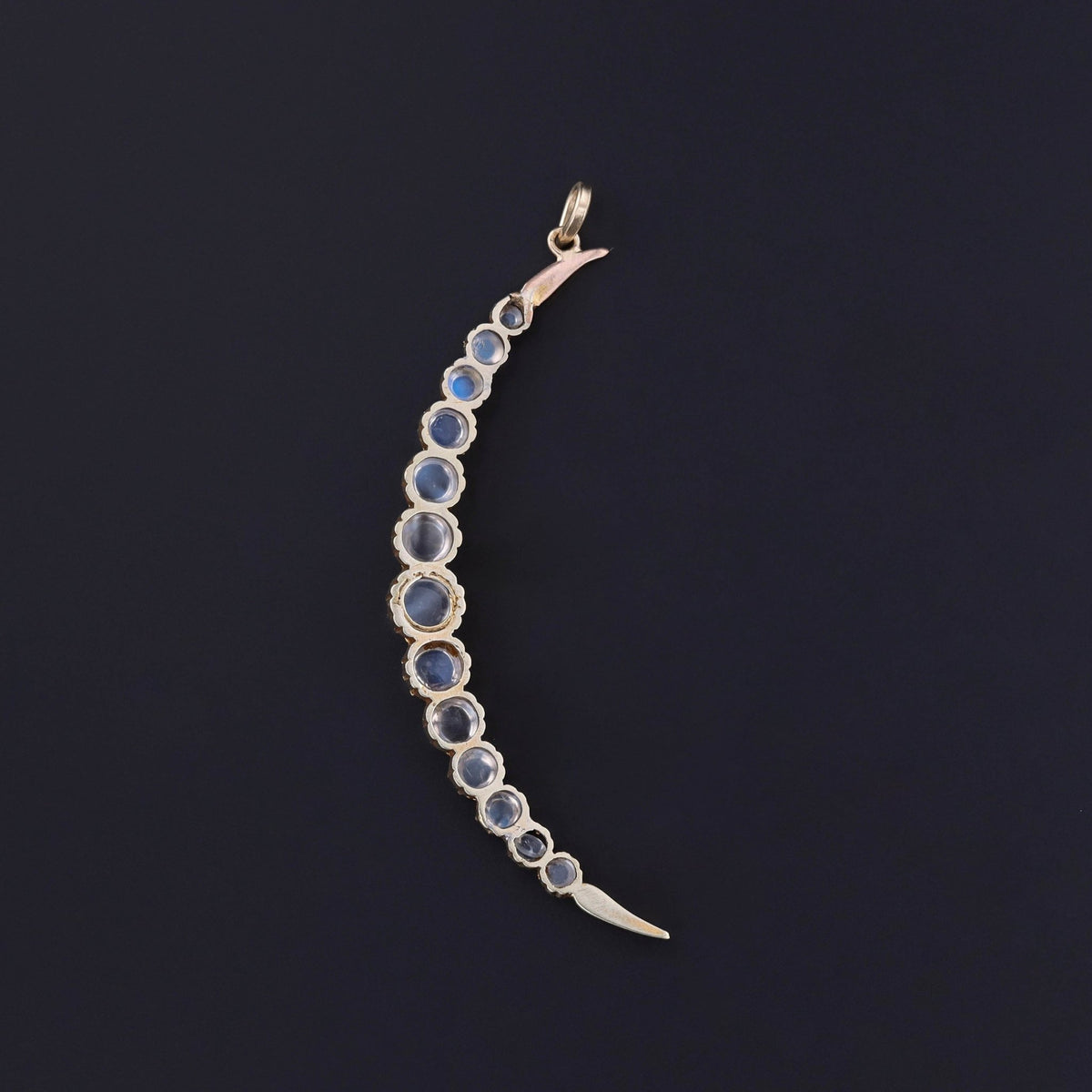 Antique Moonstone Crescent Moon Pendant of 14k Gold - Trademark Antiques