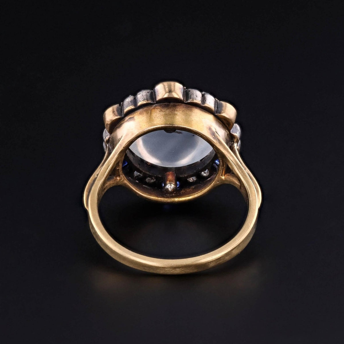 Antique Moonstone, Sapphire &amp; Diamond Ring of 18k Gold - Trademark Antiques